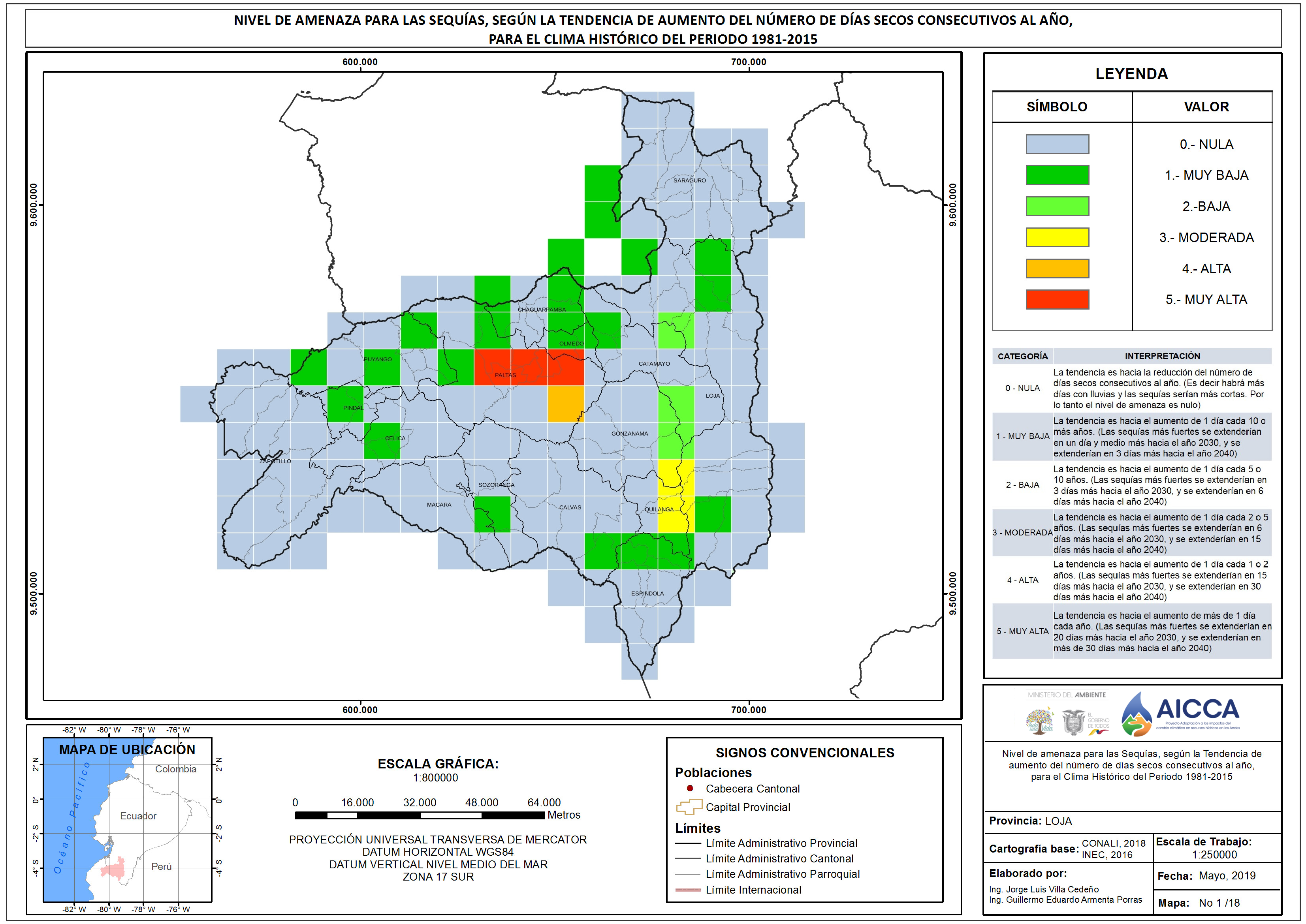 Mapa de índice de sequías Provincia Loja