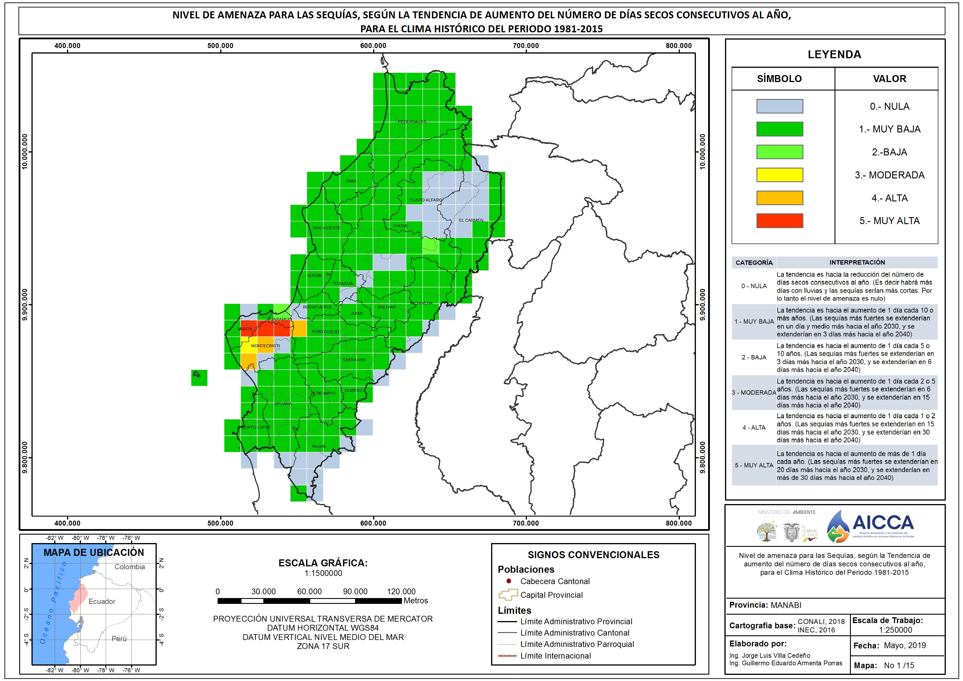Mapa de índice de sequías Provincia Manabí