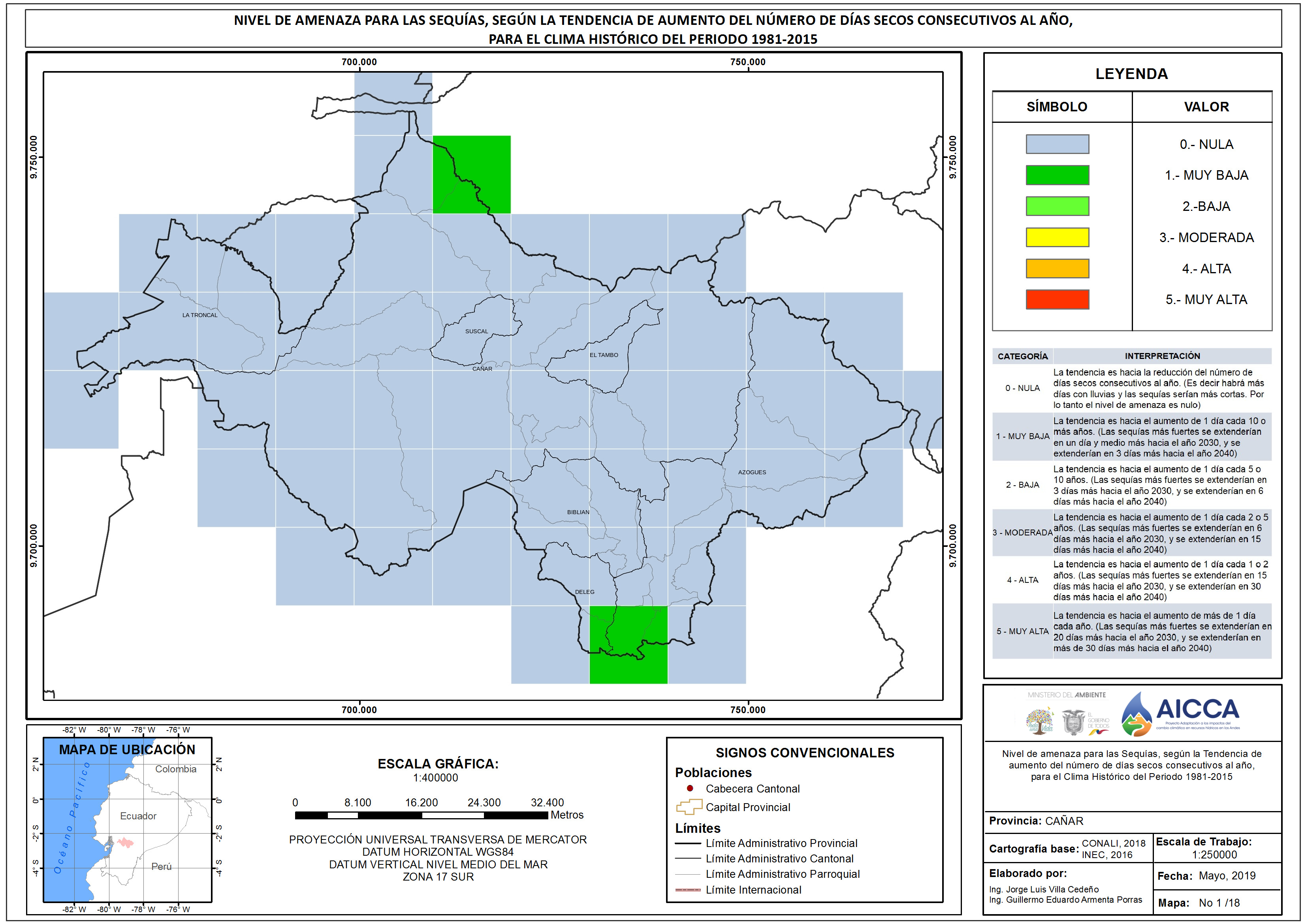 Mapa de índice de sequías Provincia Cañar