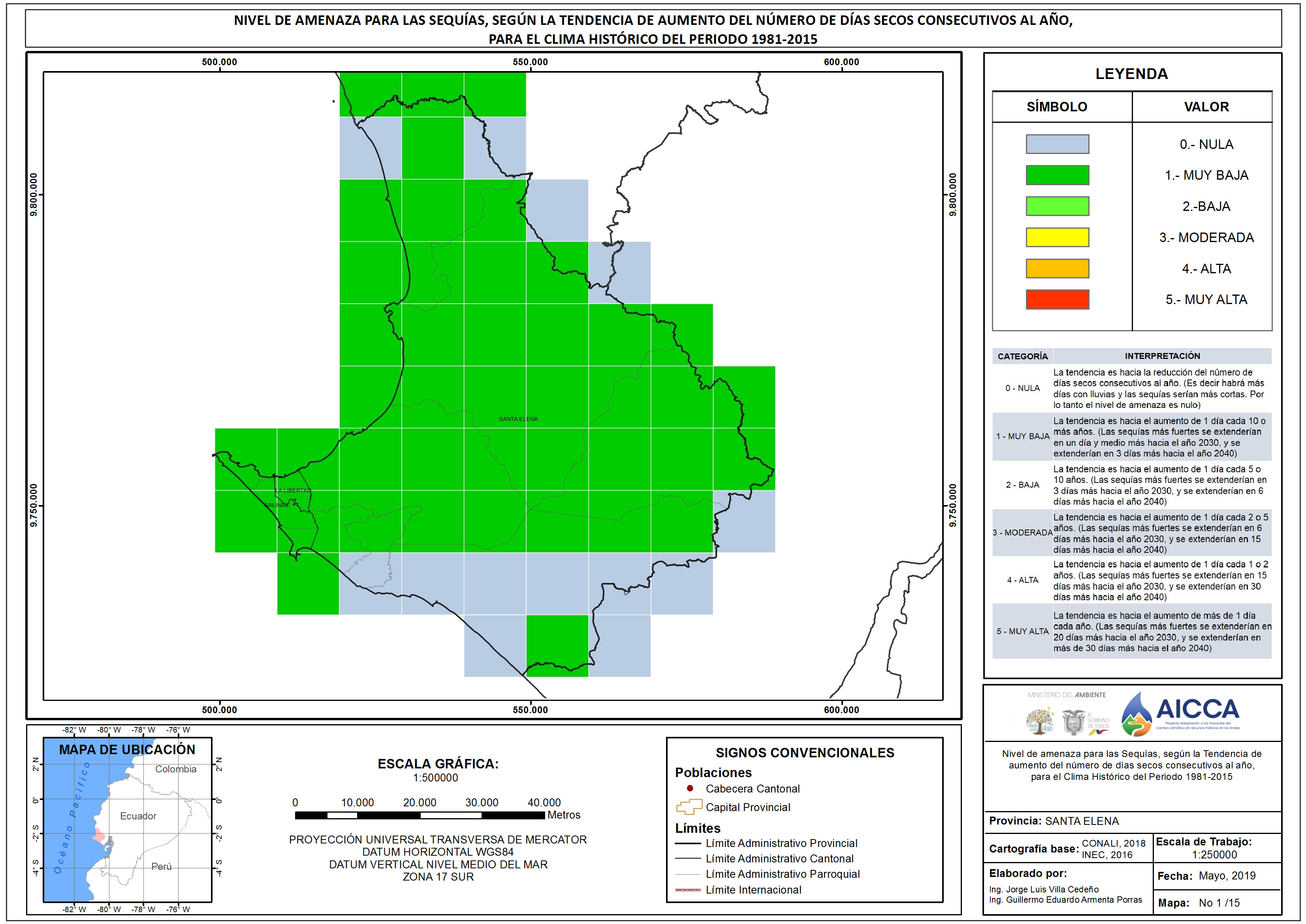 Mapa de índice de sequías provincia Santa Elena