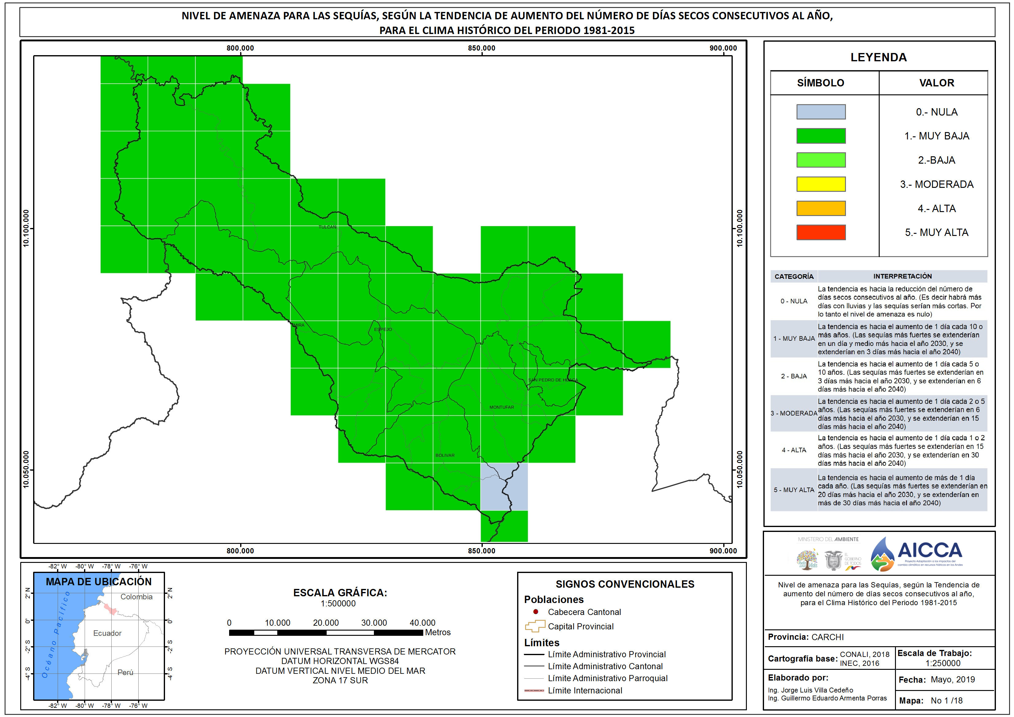 Mapa de índice de sequías Provincia Carchi