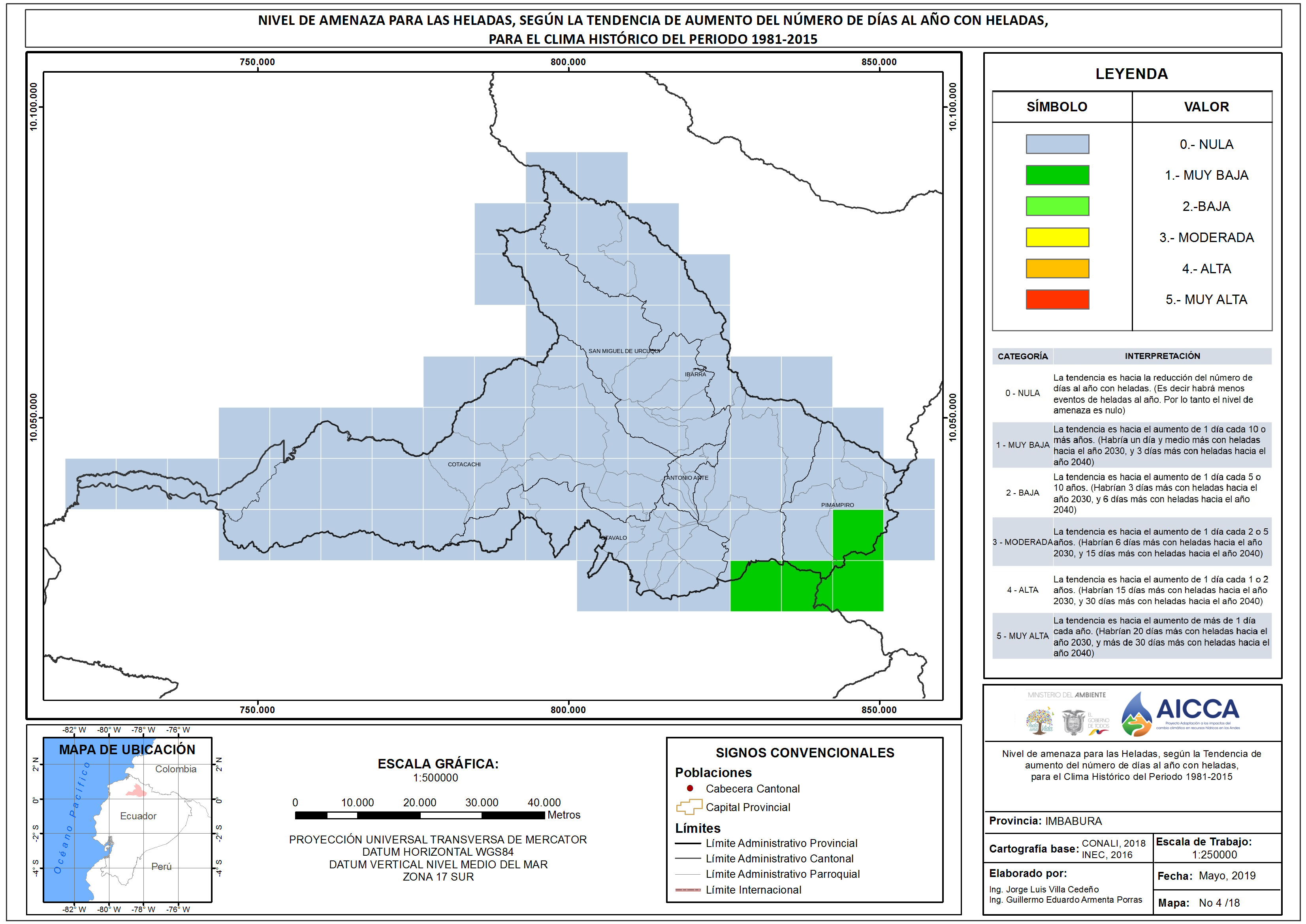 Mapa de índice de Heladas Provincia Imbabura