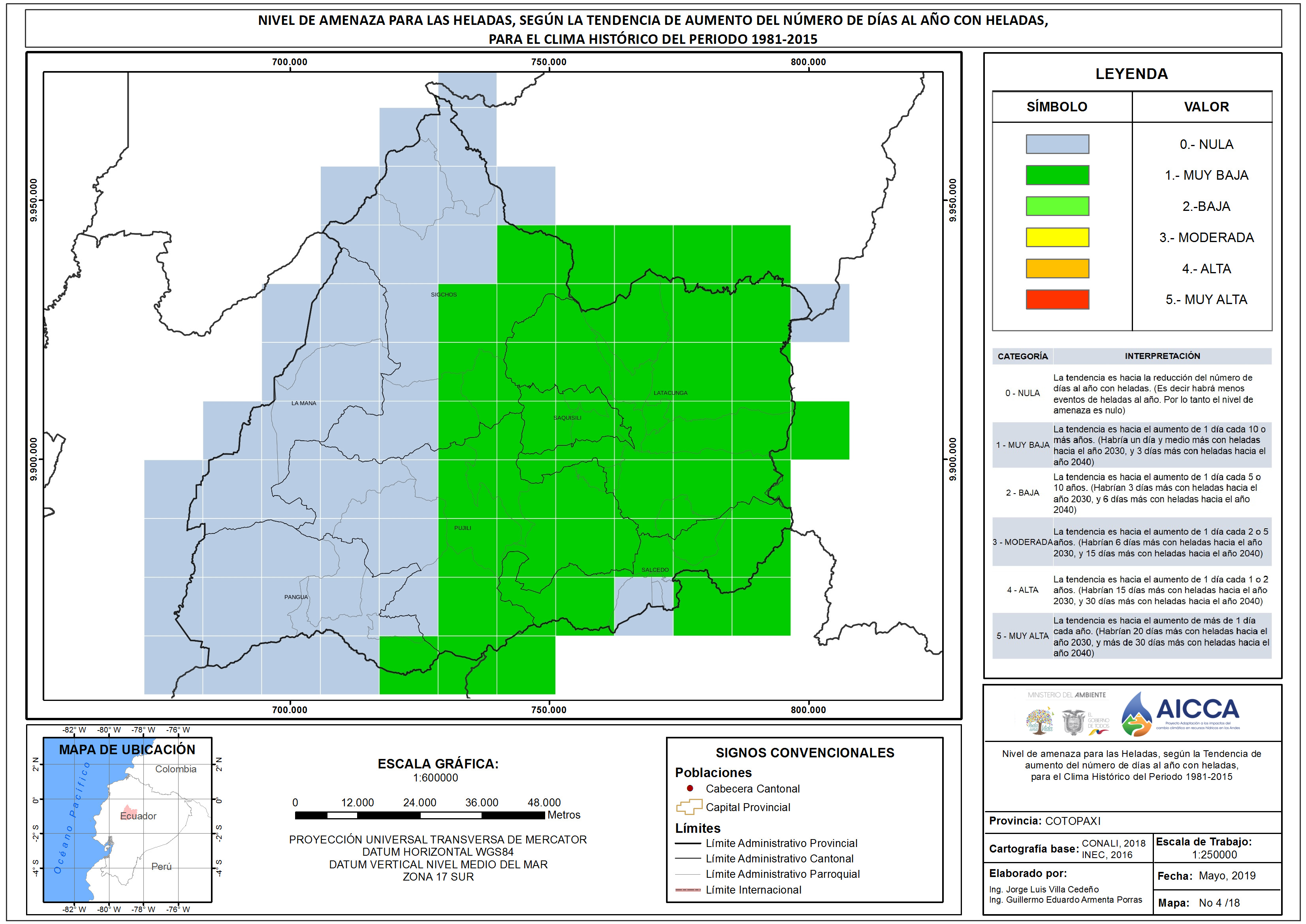 Mapa de índice de Heladas Provincia Cotopaxi
