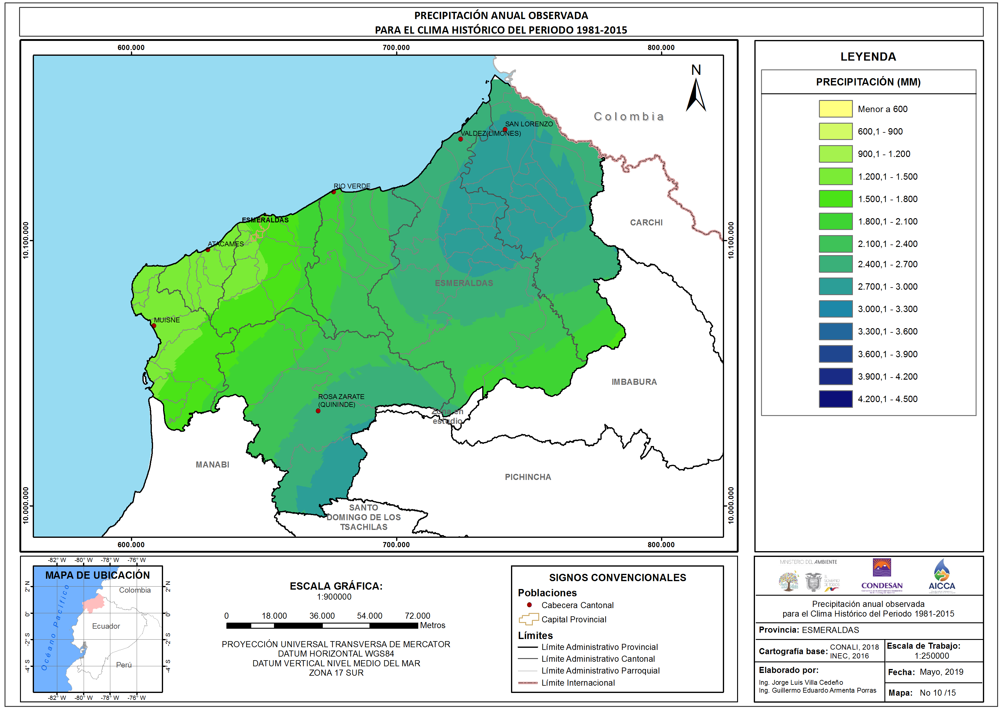Mapa de precipitación Provincia Esmeraldas