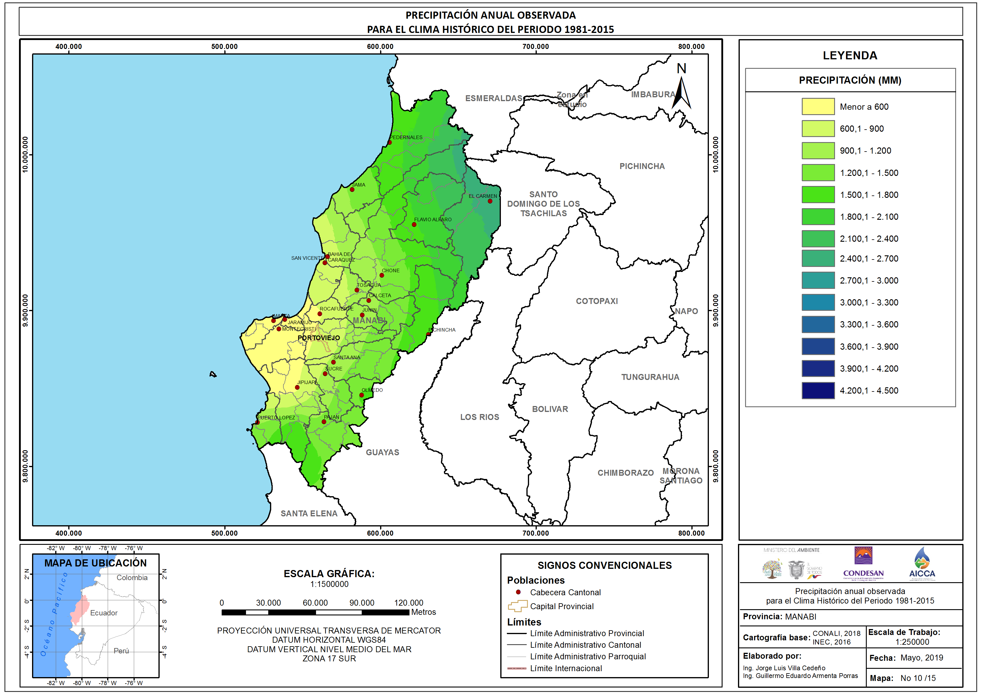 Mapa de precipitación Provincia Manabí
