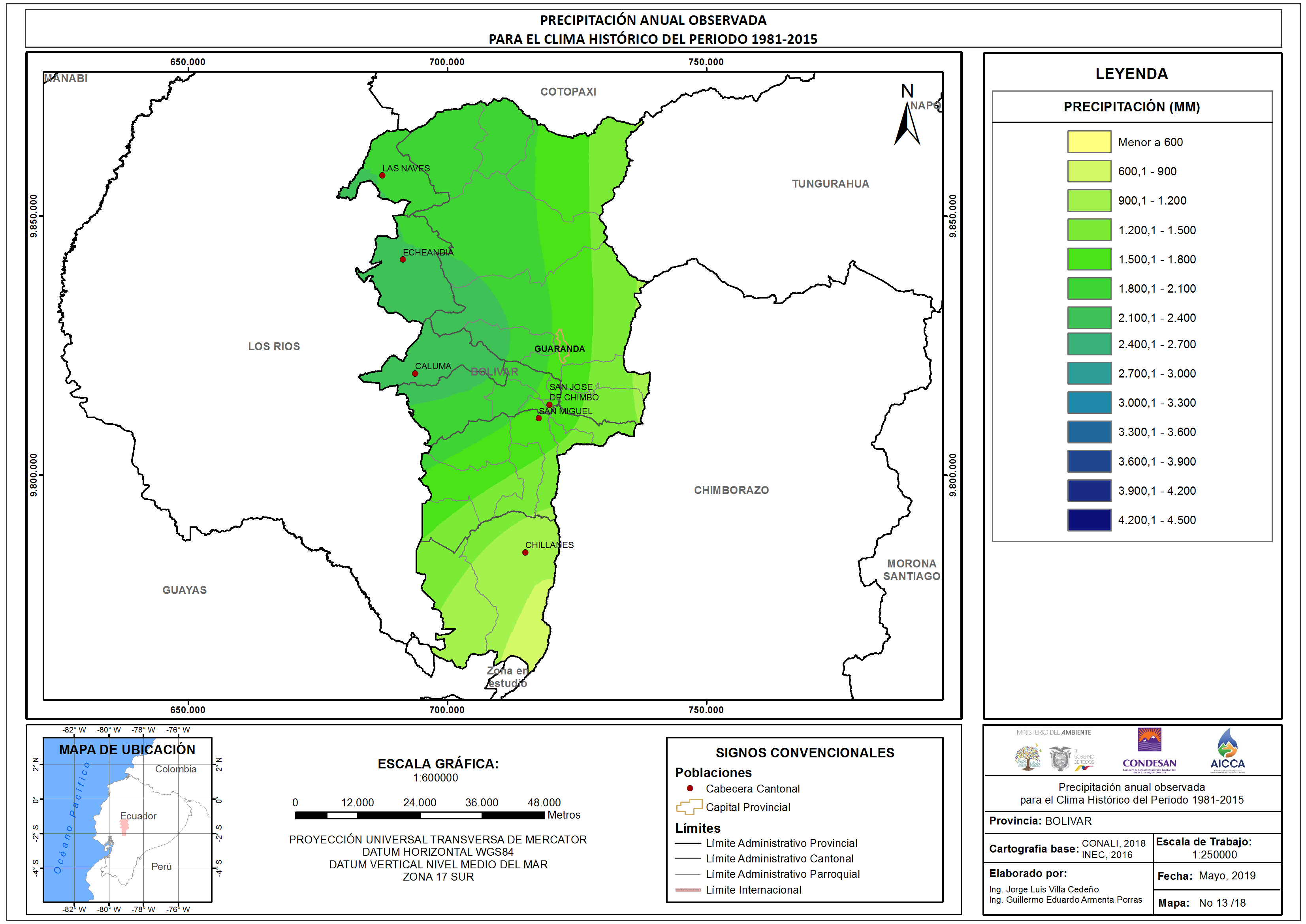 Mapa de Precipitación Provincia de Bolivar