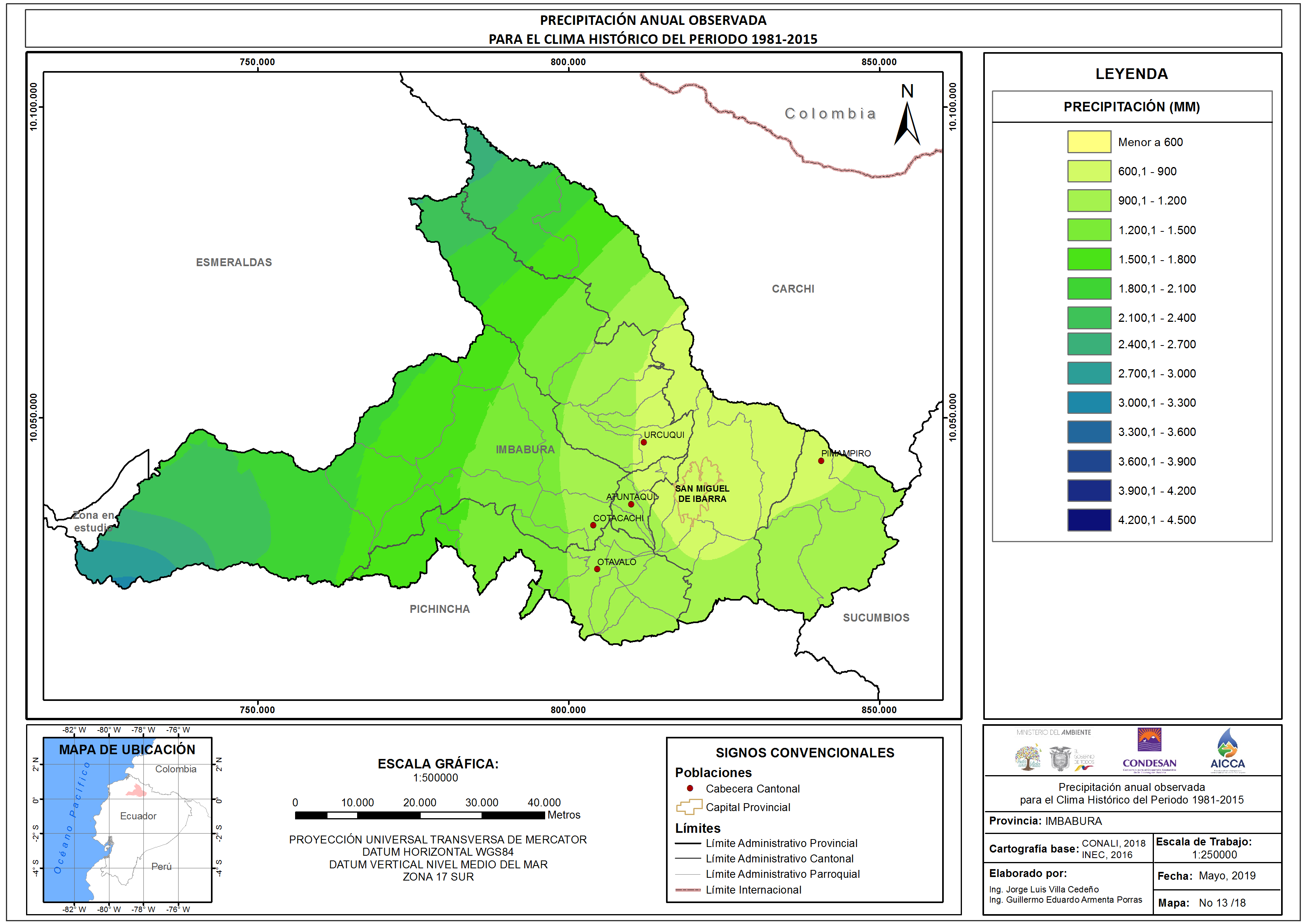 Mapa de precipitación Provincia Imbadura