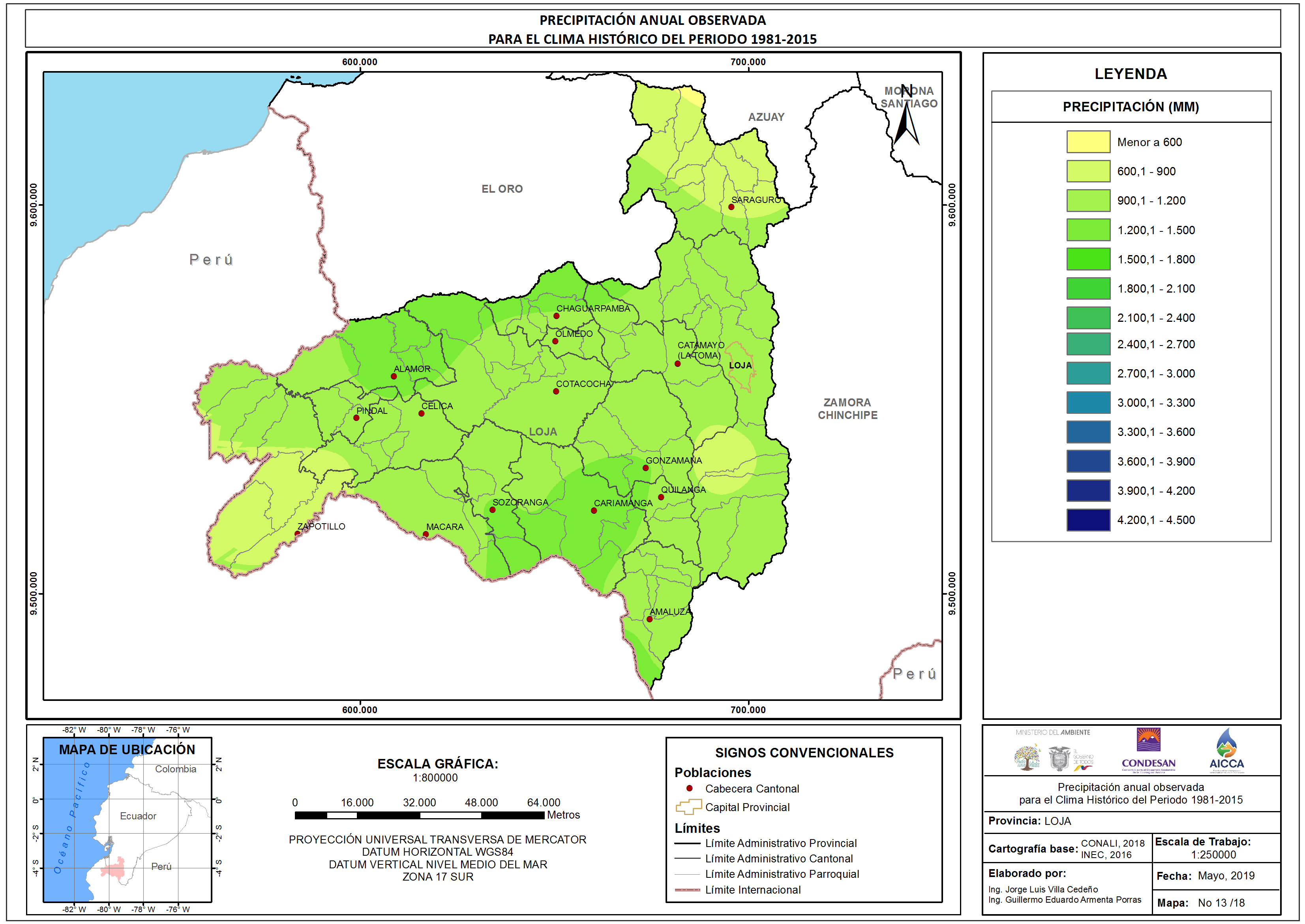 Mapa de precipitación Provincia Loja