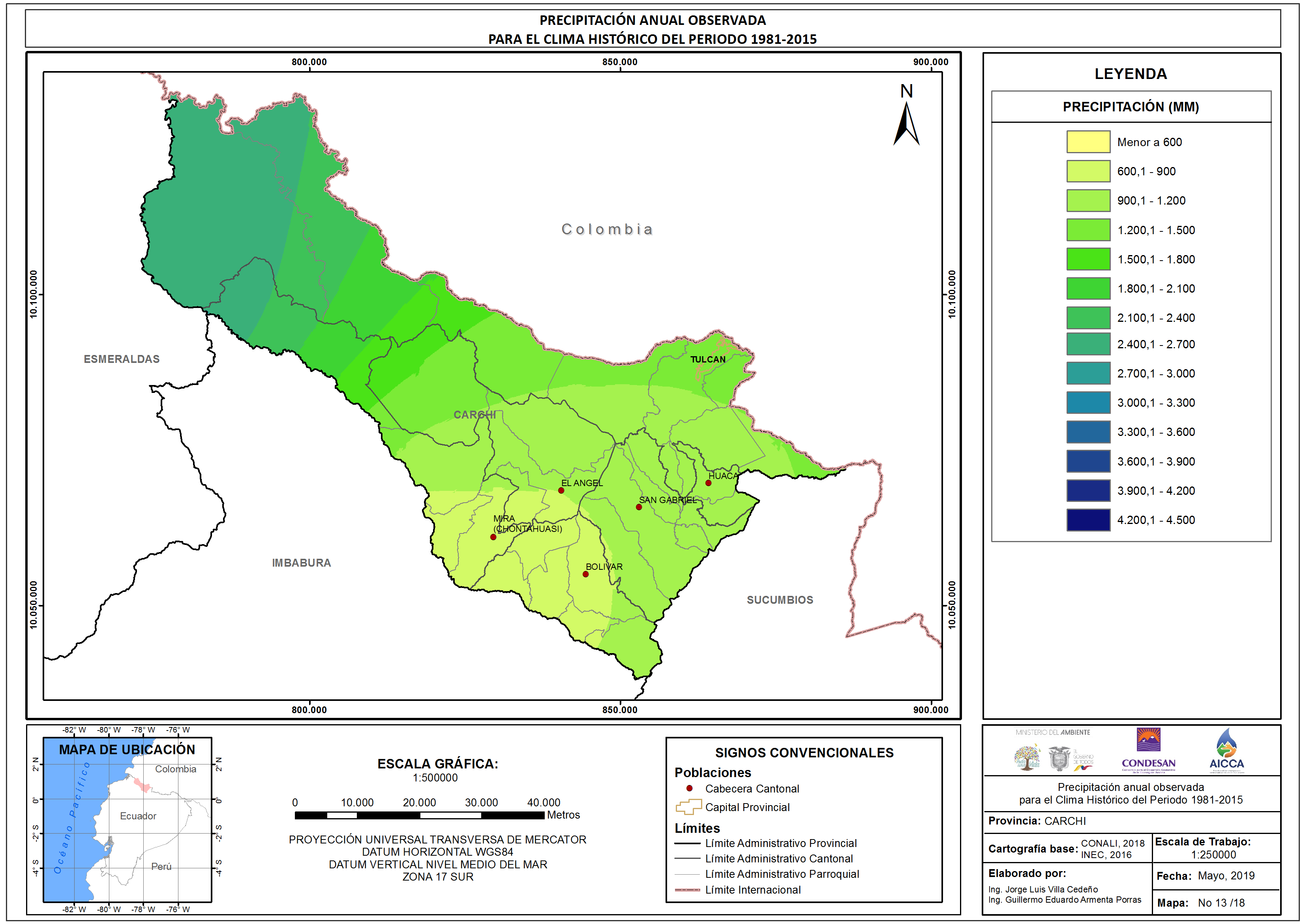 Mapa de precipitación Provincia Carchi