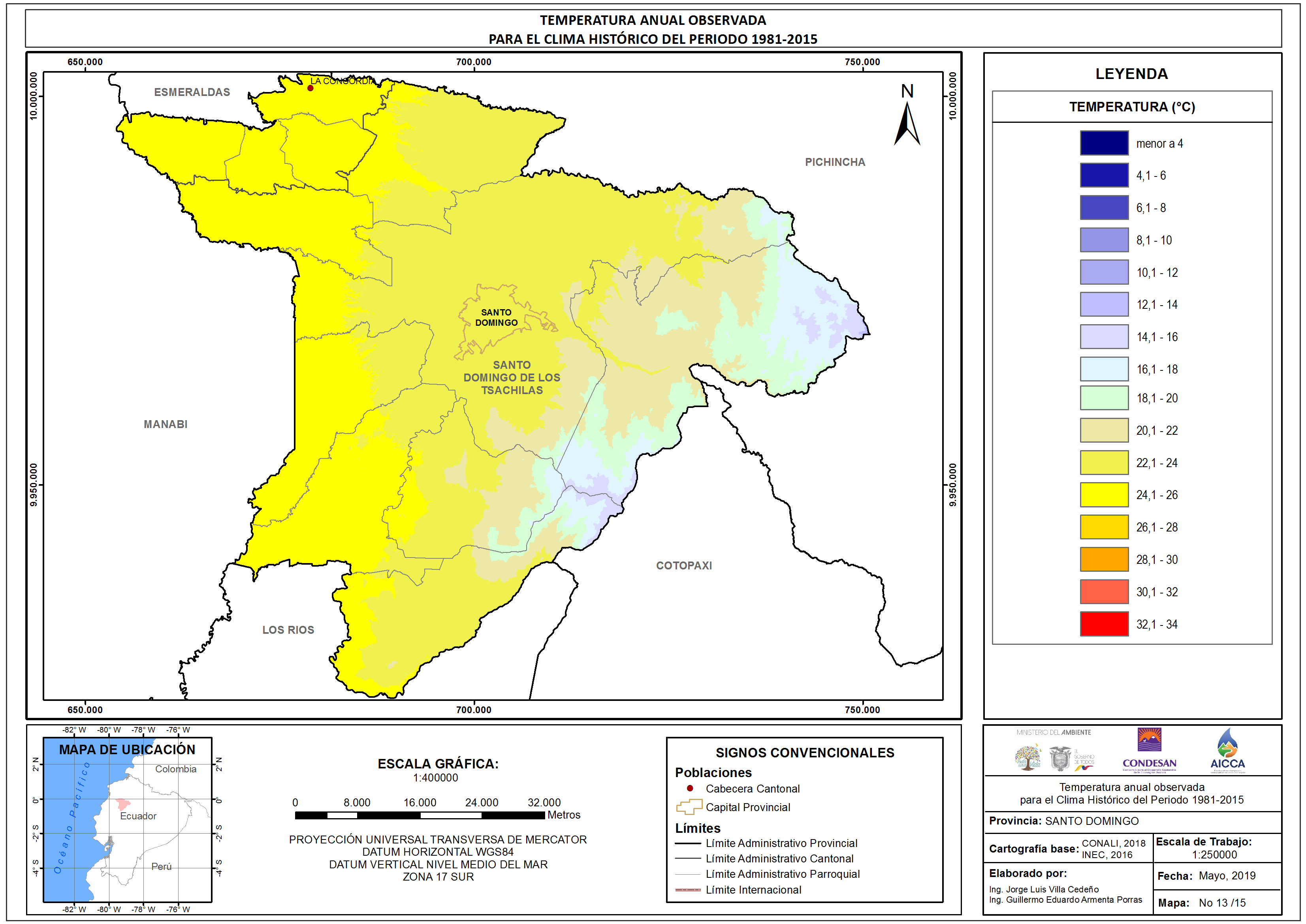 Mapa de temperatura  provincia Santo Domingo