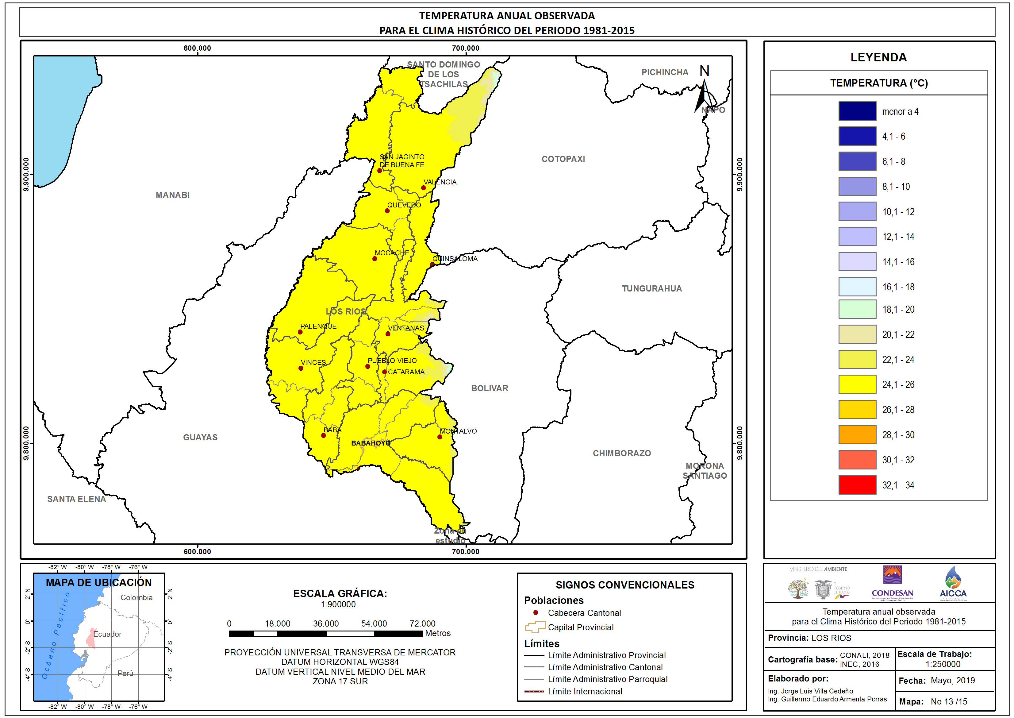 Mapa de temperatura  Provincia Los Rios