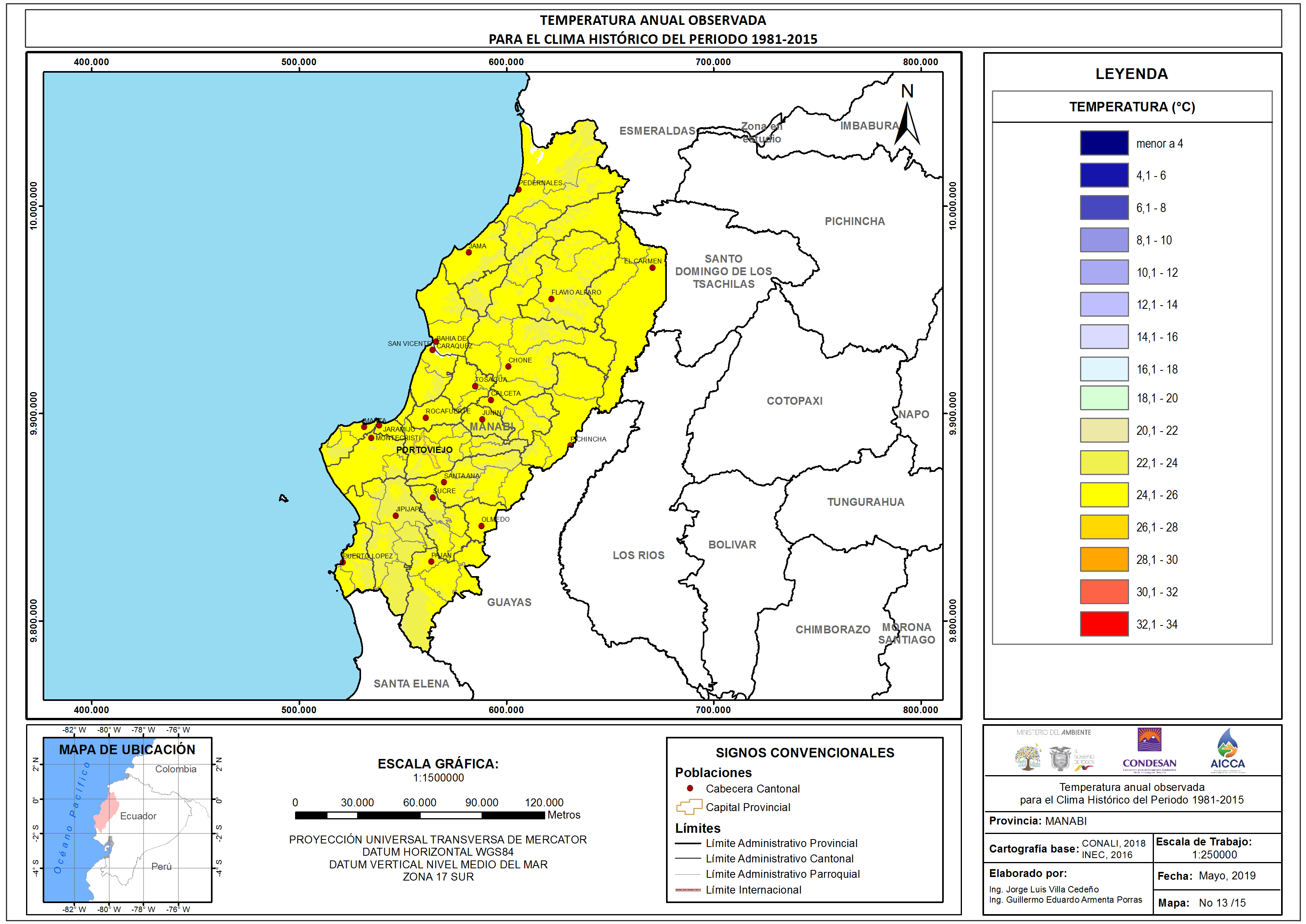 Mapa de temperatura  Provincia Manabí