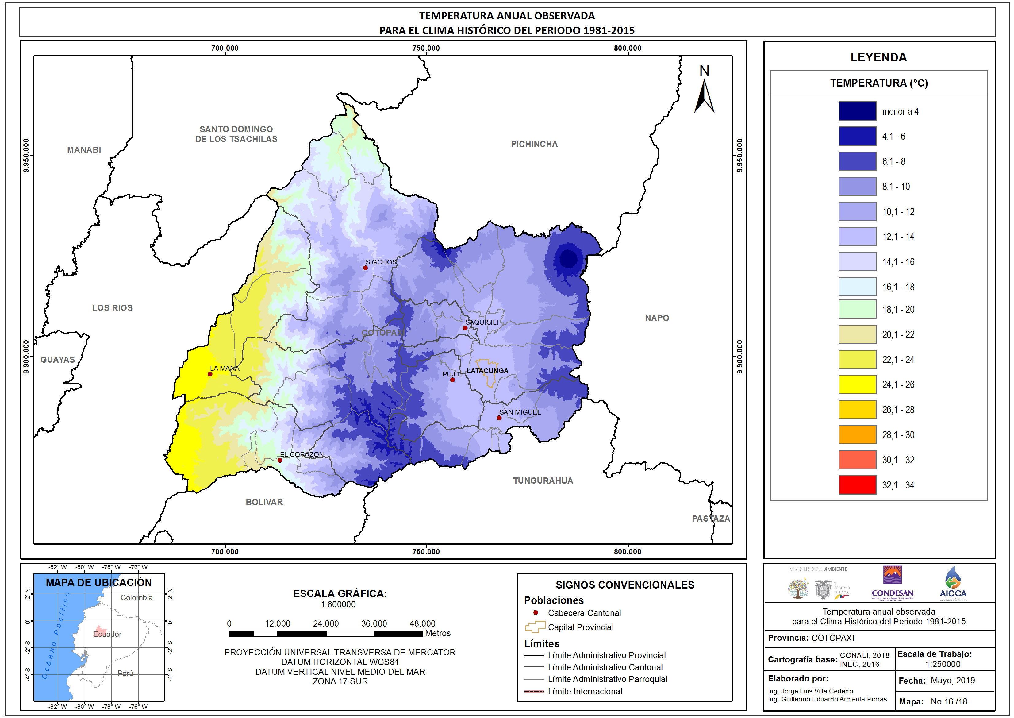 Mapa de temperatura  Provincia Cotopaxi