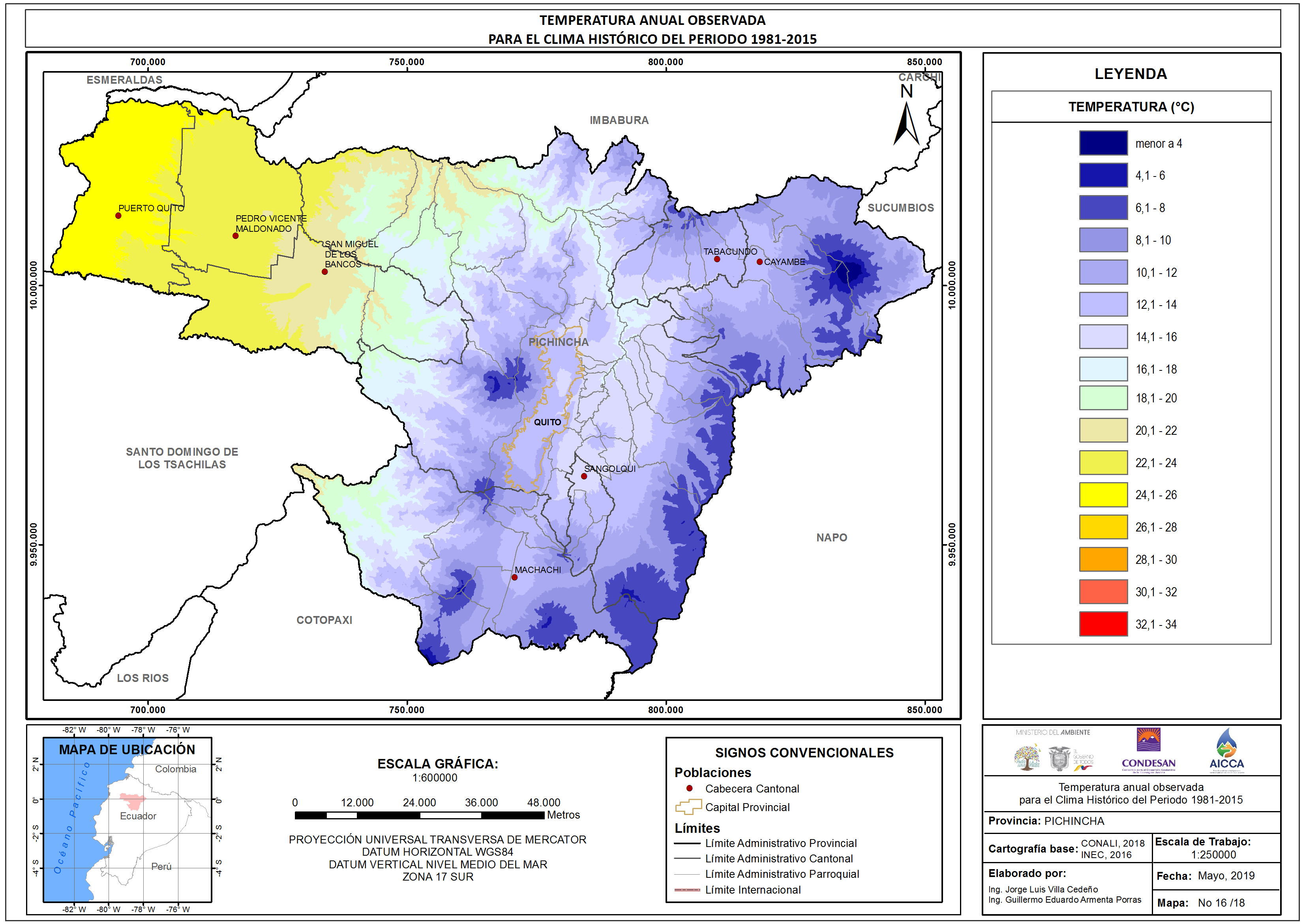 Mapa de temperatura provincia Pichincha