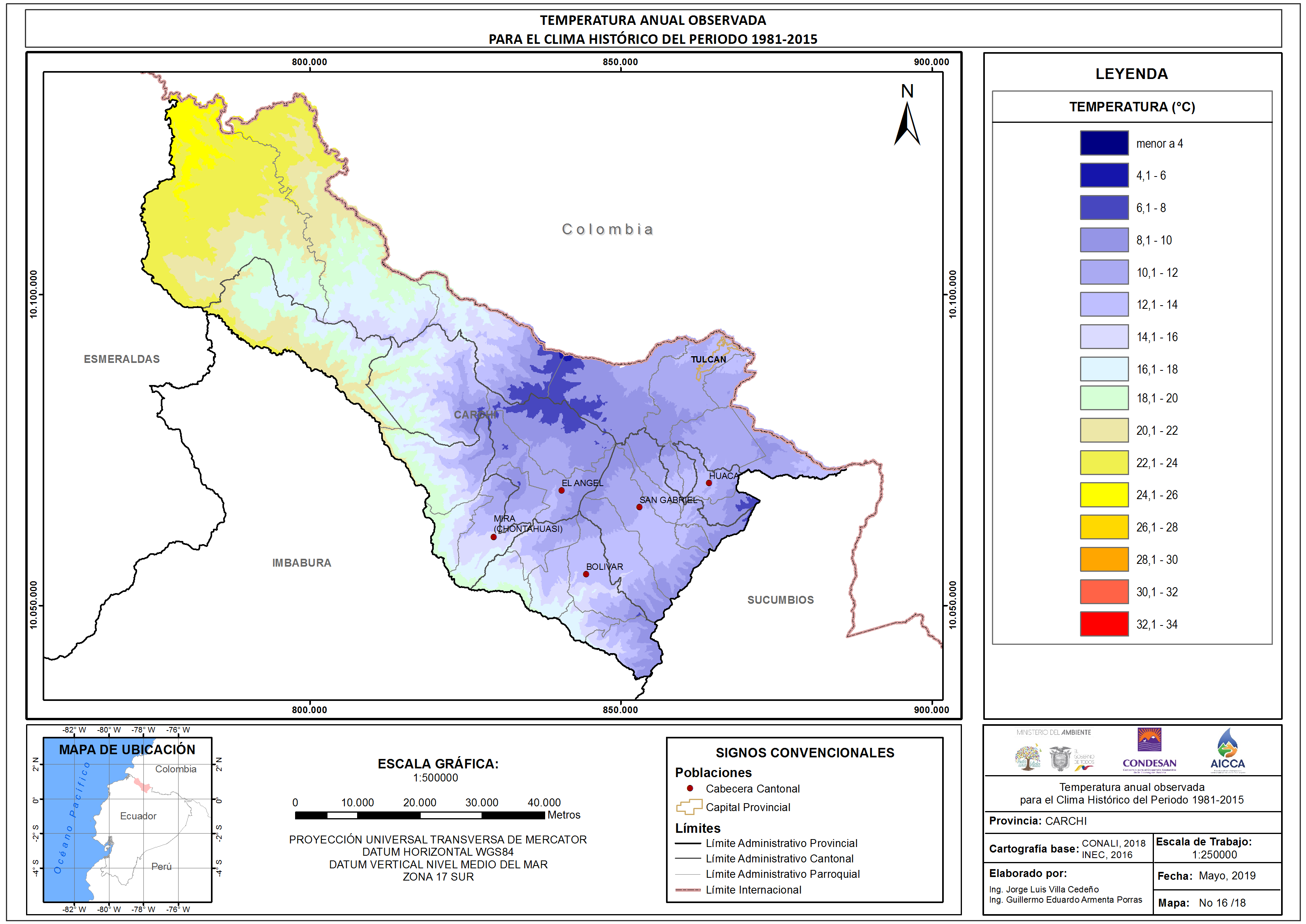 Mapa de temperatura  Provincia Carchi