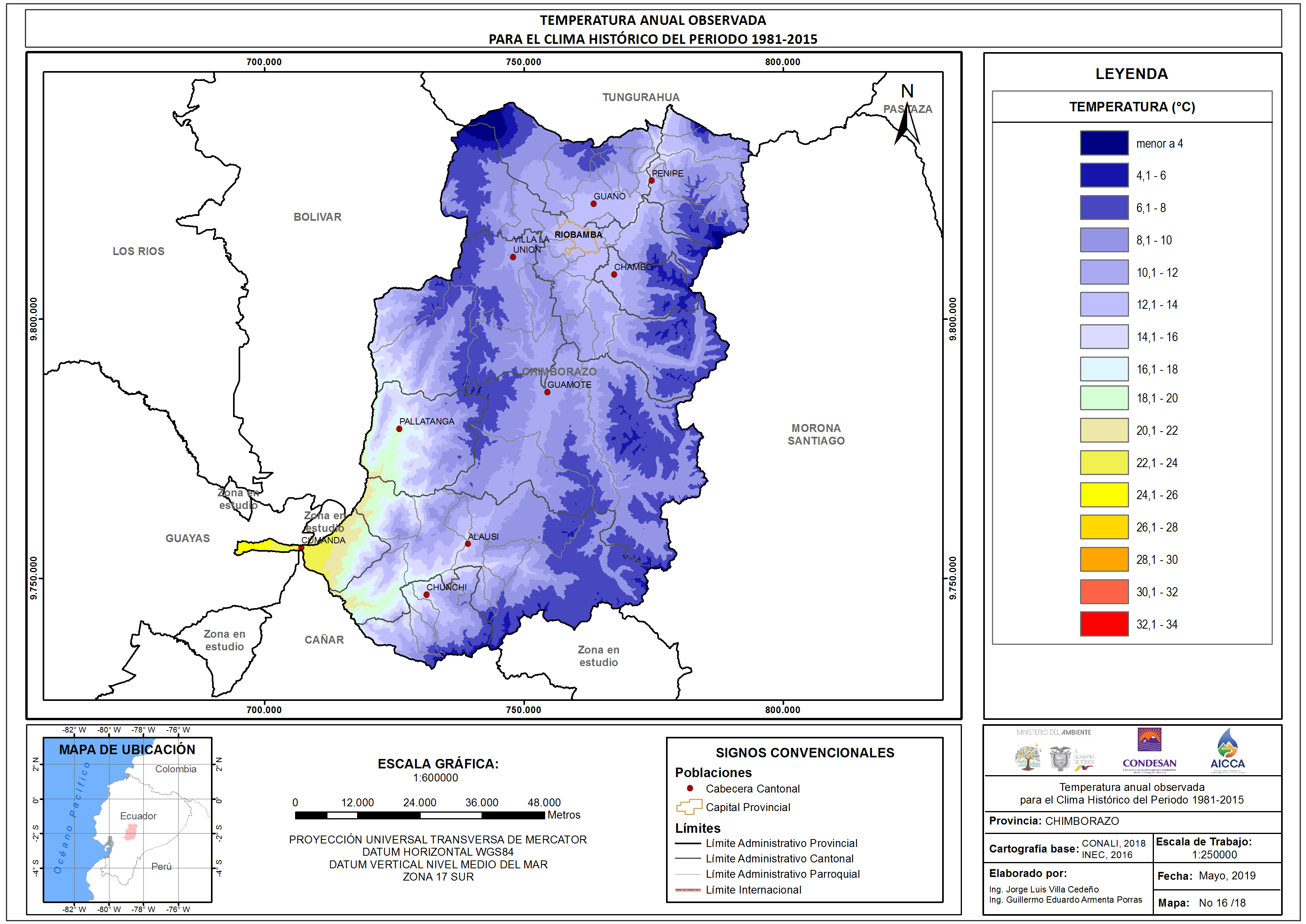 Mapa de temperatura  Provincia Chimborazo