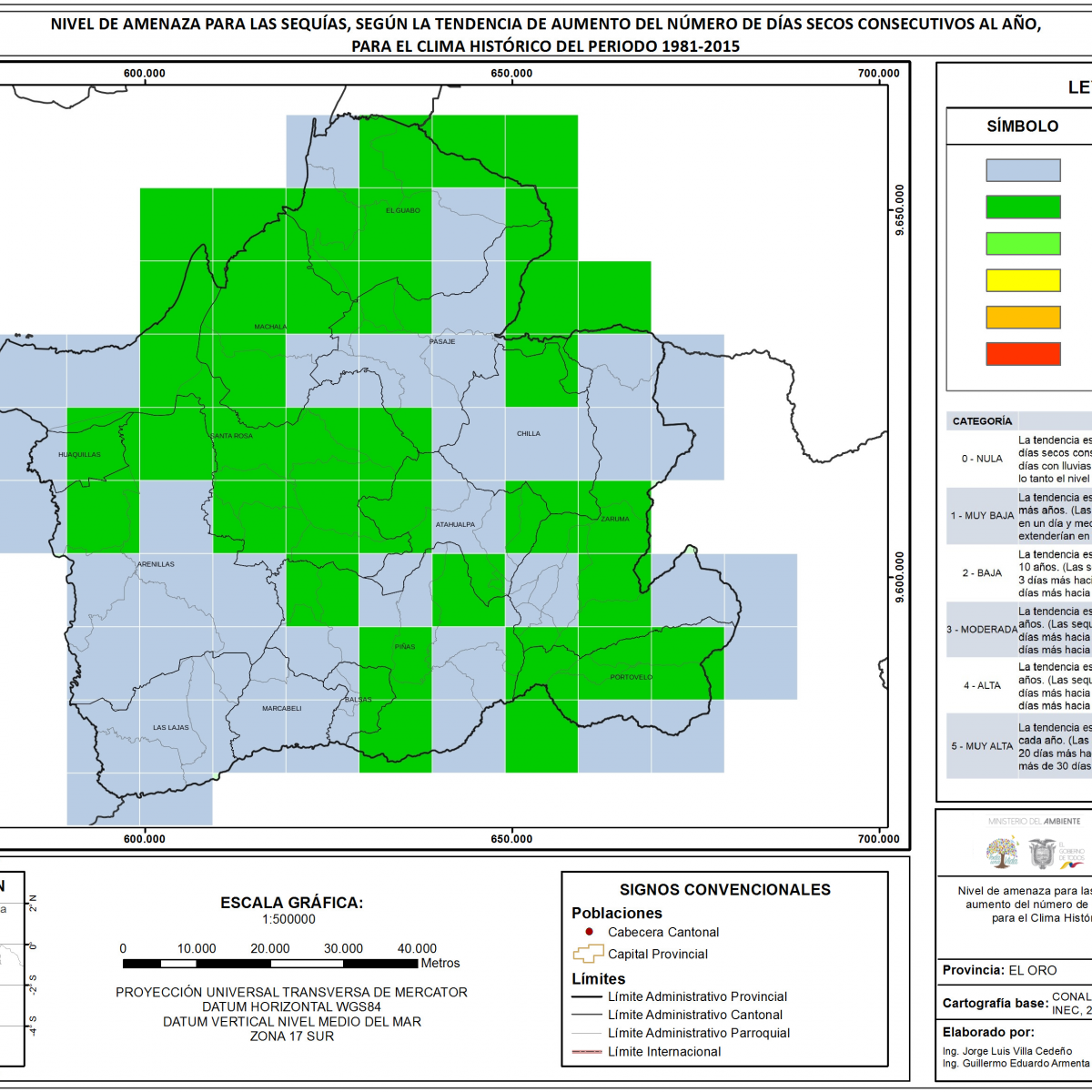 Mapa de índice de sequías Provincia El Oro