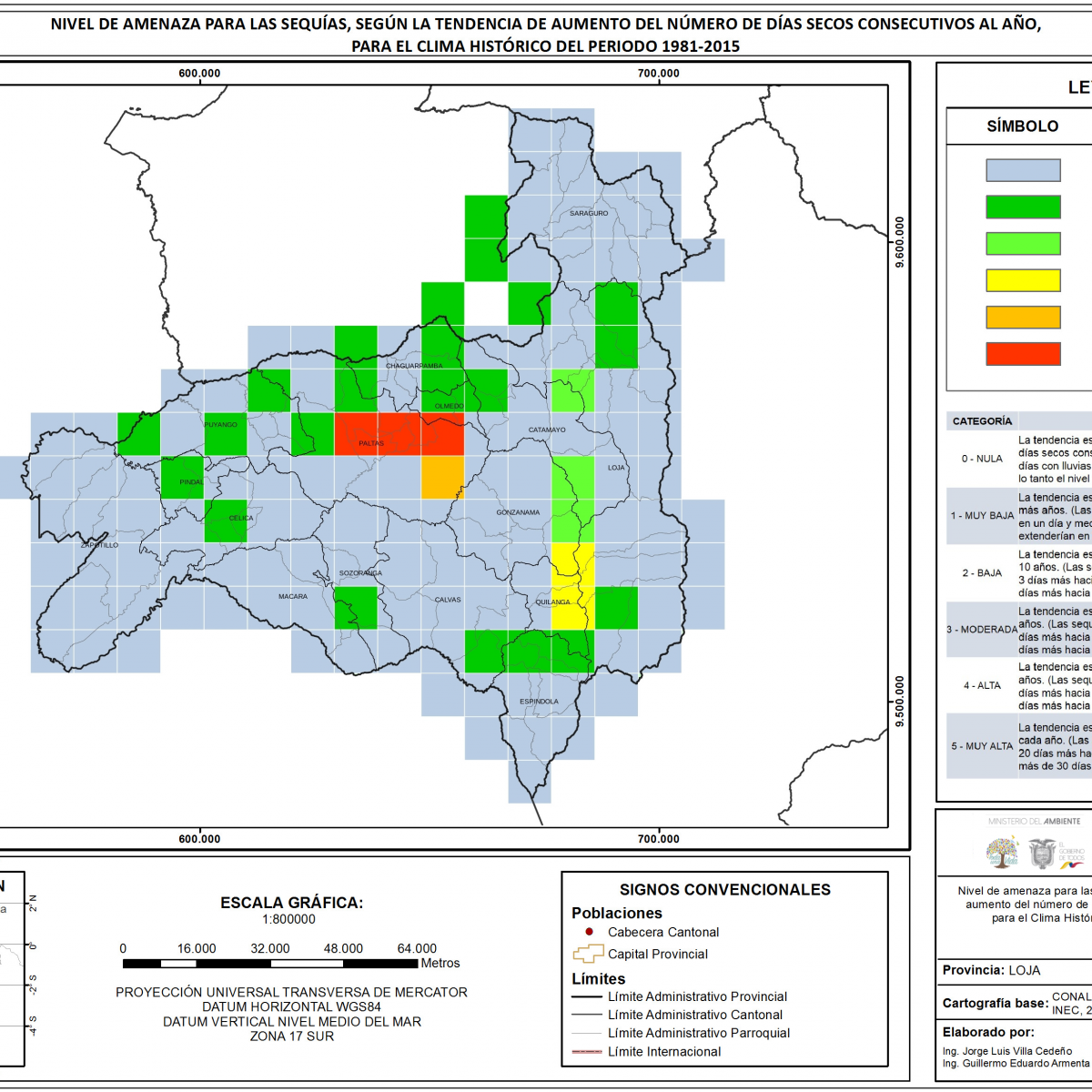 Mapa de índice de sequías Provincia Loja