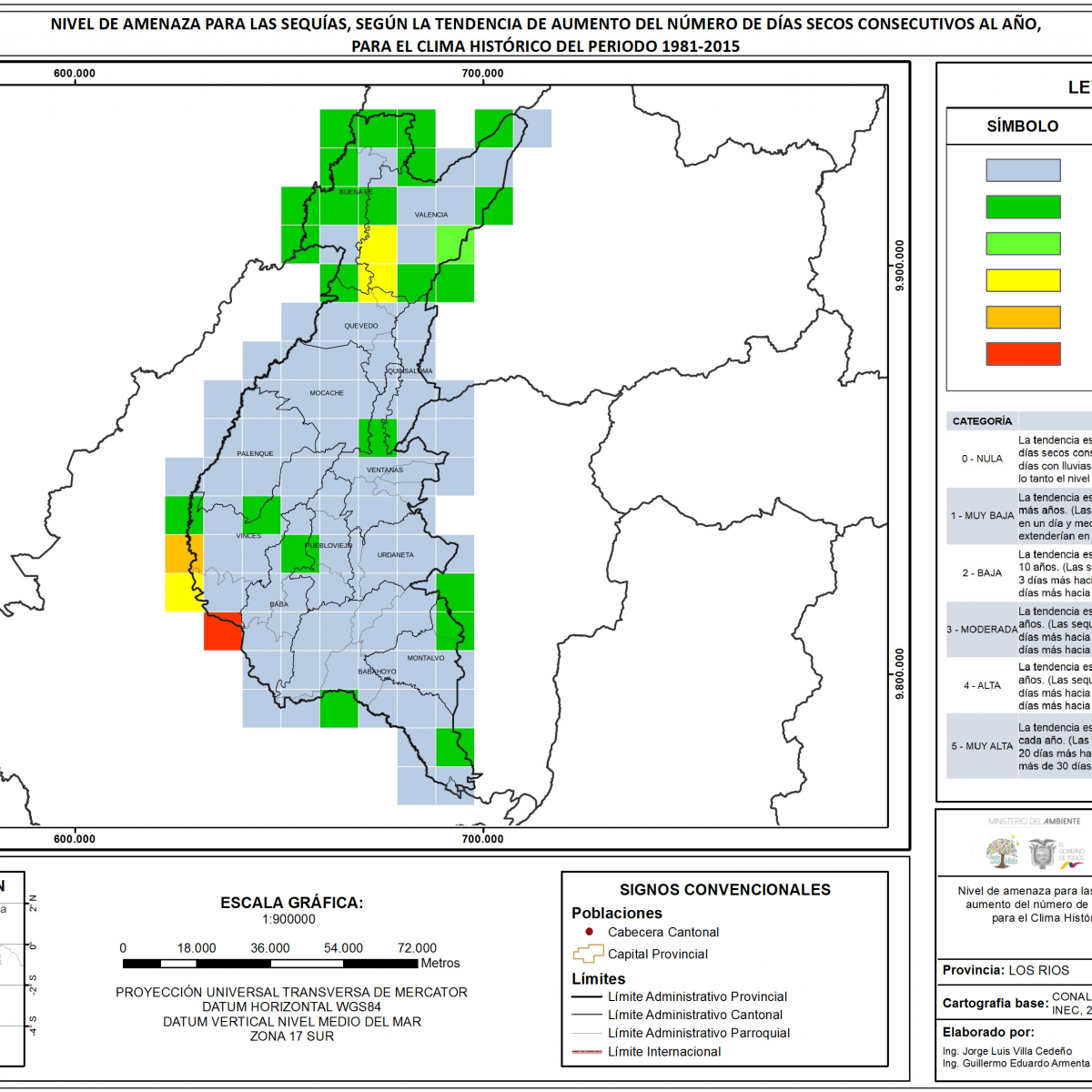 Mapa de índice de sequías Provincia Los Rios