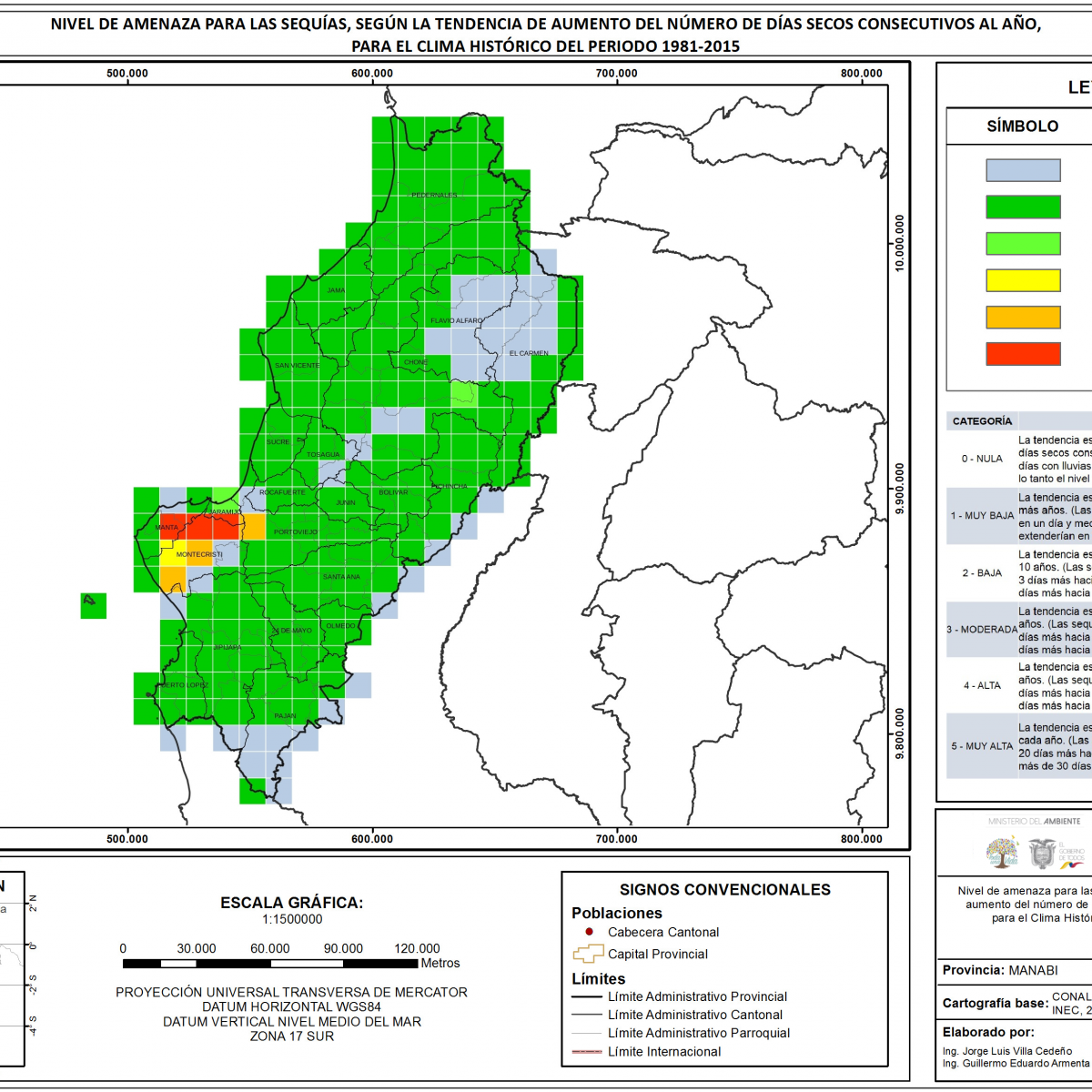 Mapa de índice de sequías Provincia Manabí