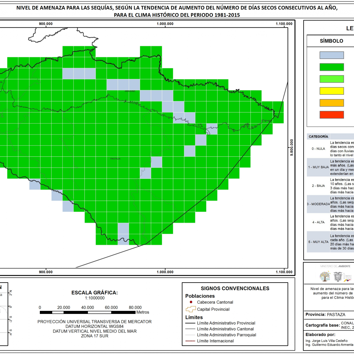 Mapa de índice de sequías provincia Pastaza