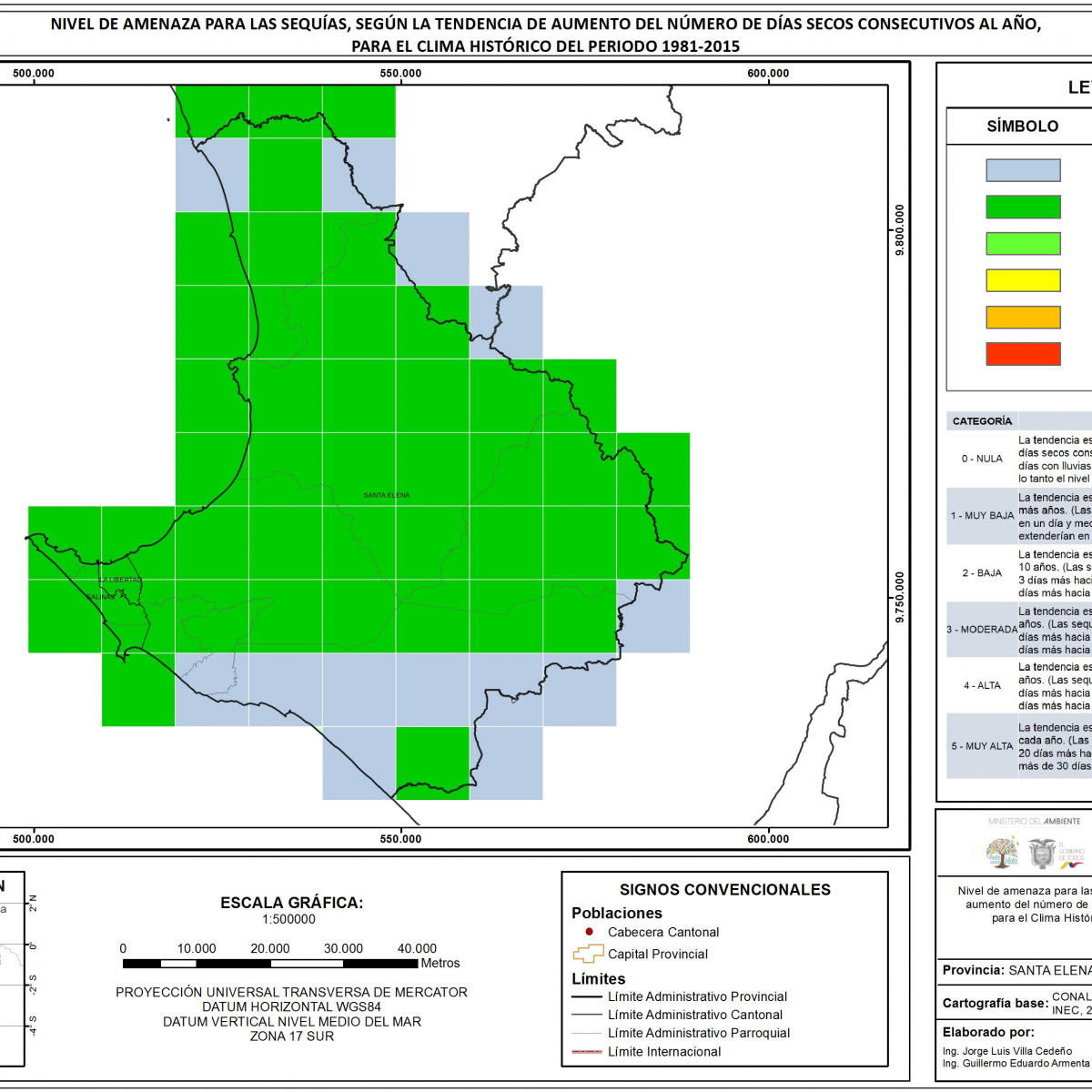 Mapa de índice de sequías provincia Santa Elena