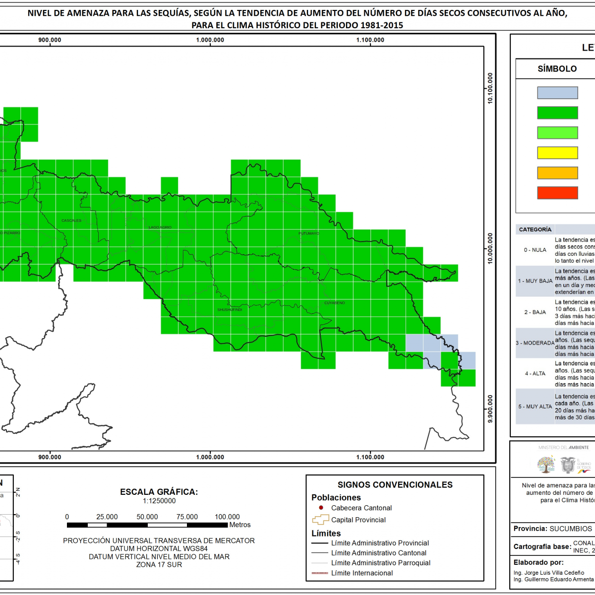 Mapa de índice de sequías provincia Sucumbíos