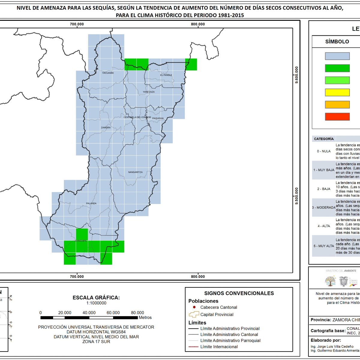 Mapa de índice de sequías provincia Zamora Chinchipe