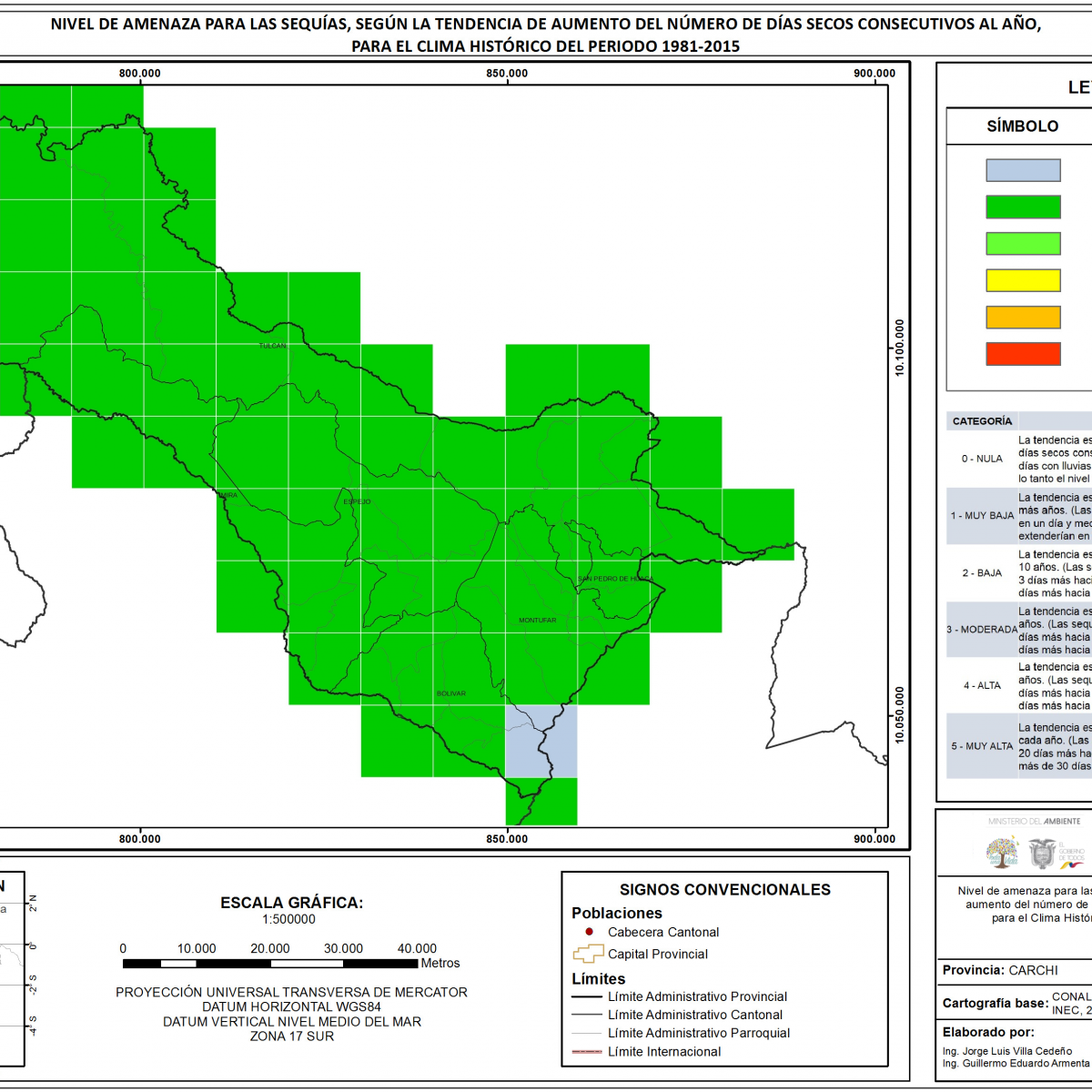 Mapa de índice de sequías Provincia Carchi