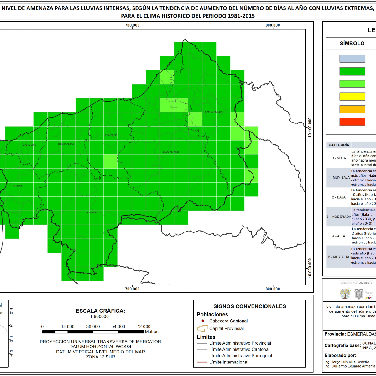 Mapa de índice de lluvias intensas Provincia Esmeraldas