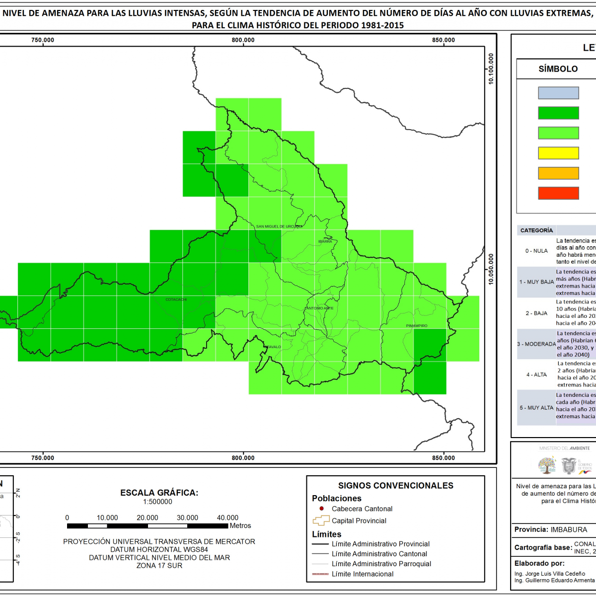Mapa de índice de lluvias intensas Provincia Imbabura