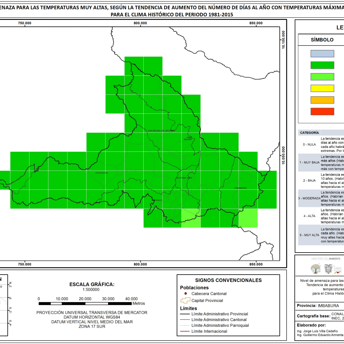 Mapa de Índice de Temperaturas muy Altas Provincia Imbabura