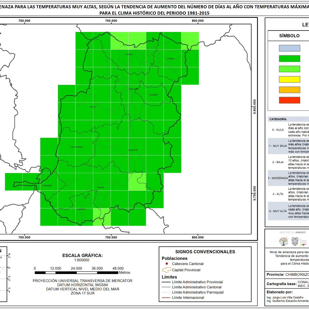 Mapa de Índice de Temperaturas muy Altas Provincia Chimborazo