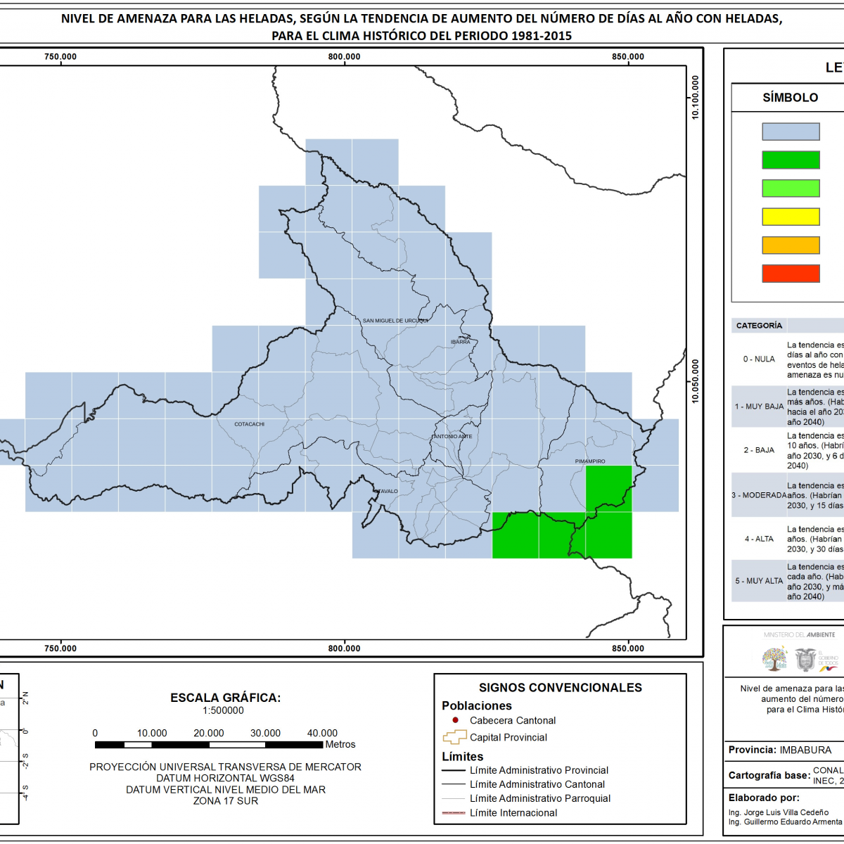 Mapa de índice de Heladas Provincia Imbabura