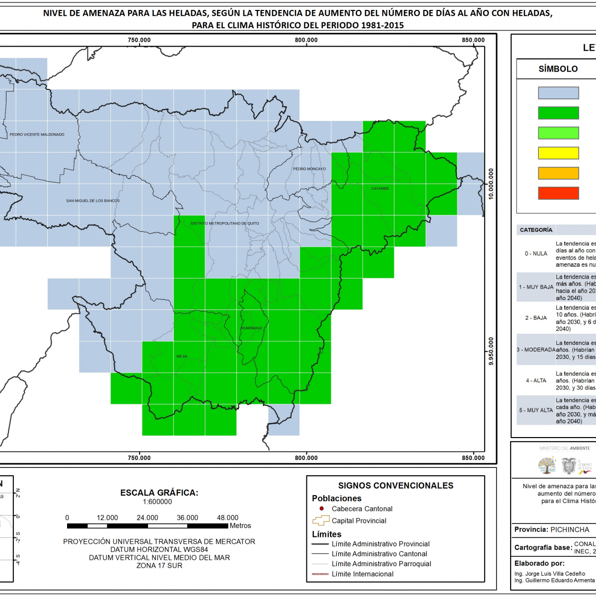 Mapa de índice de heladas provincia Pichincha