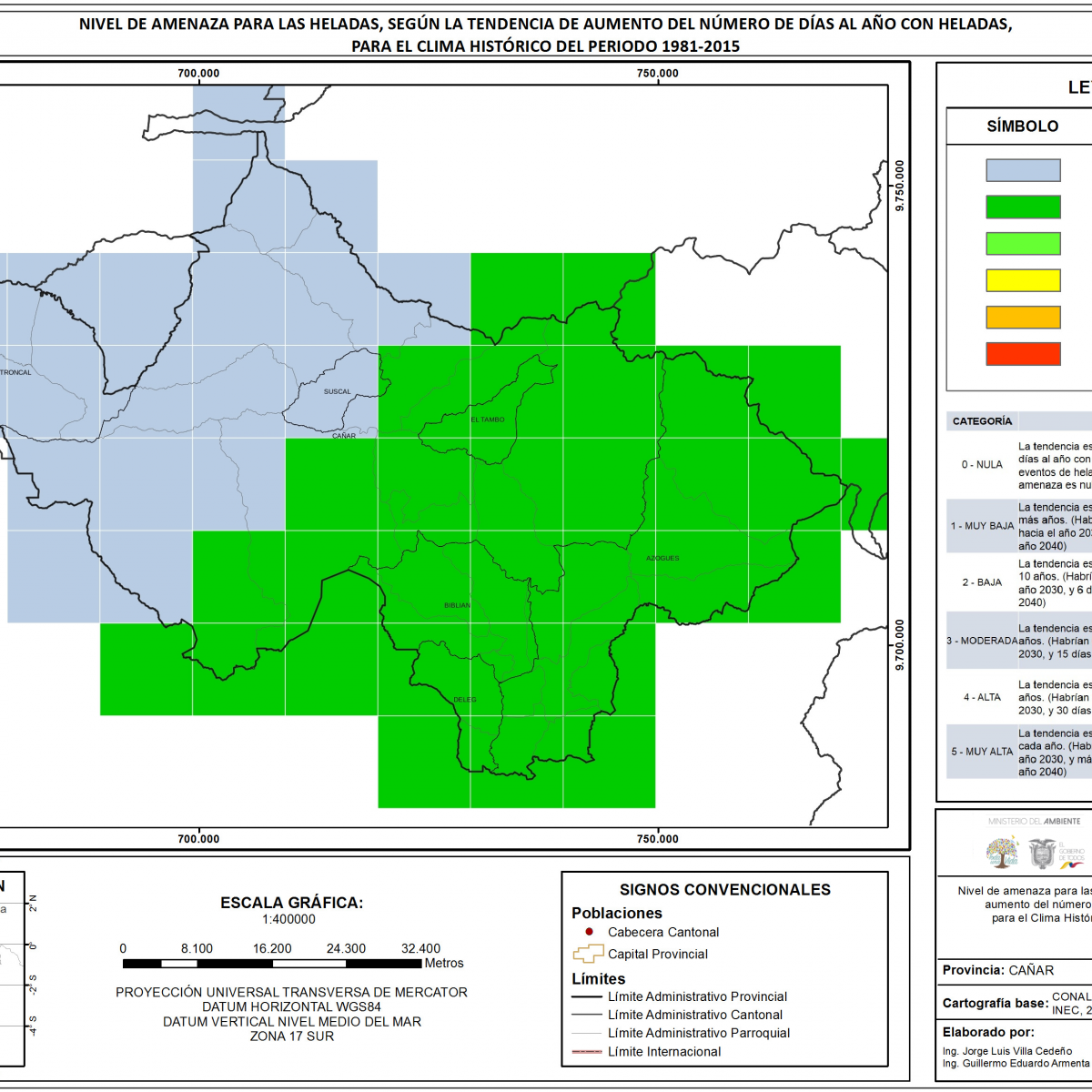 Mapa de índice de Heladas Provincia Cañar