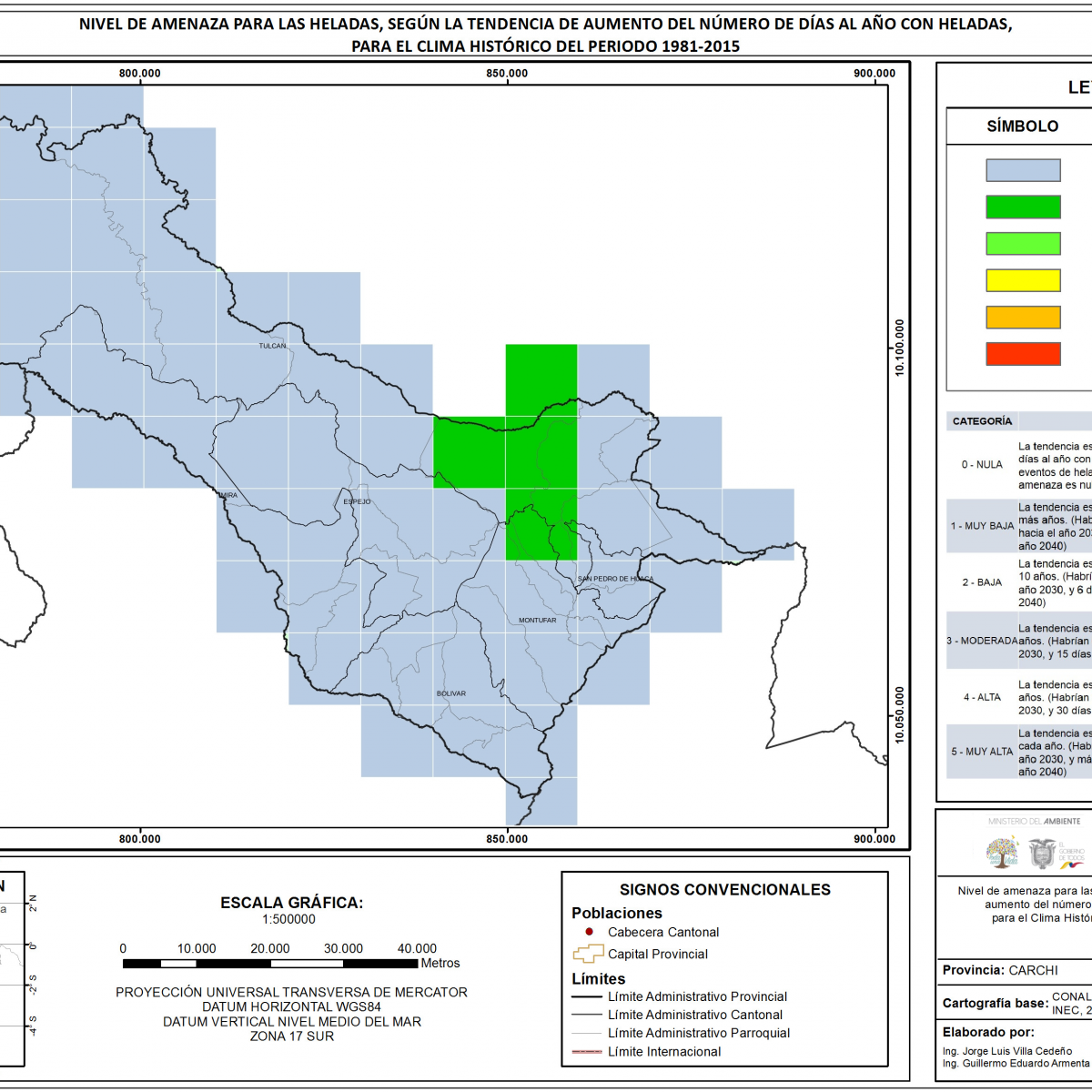Mapa de índice de Heladas Provincia Carchi
