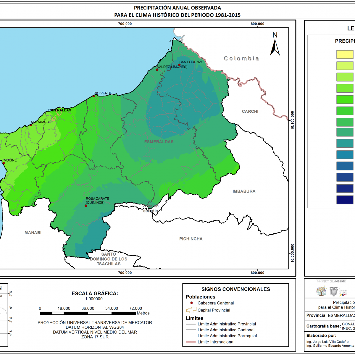 Mapa de precipitación Provincia Esmeraldas