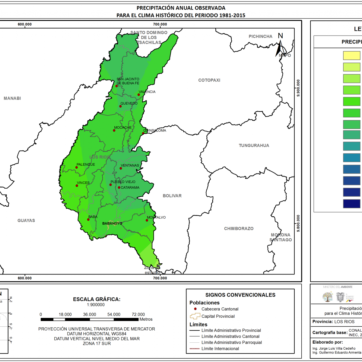 Mapa de precipitación Provincia Los Rios