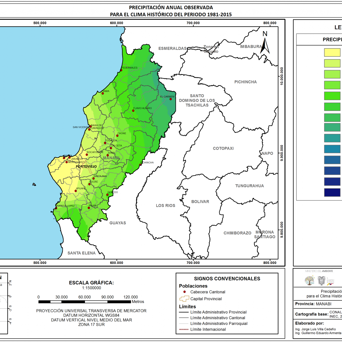 Mapa de precipitación Provincia Manabí