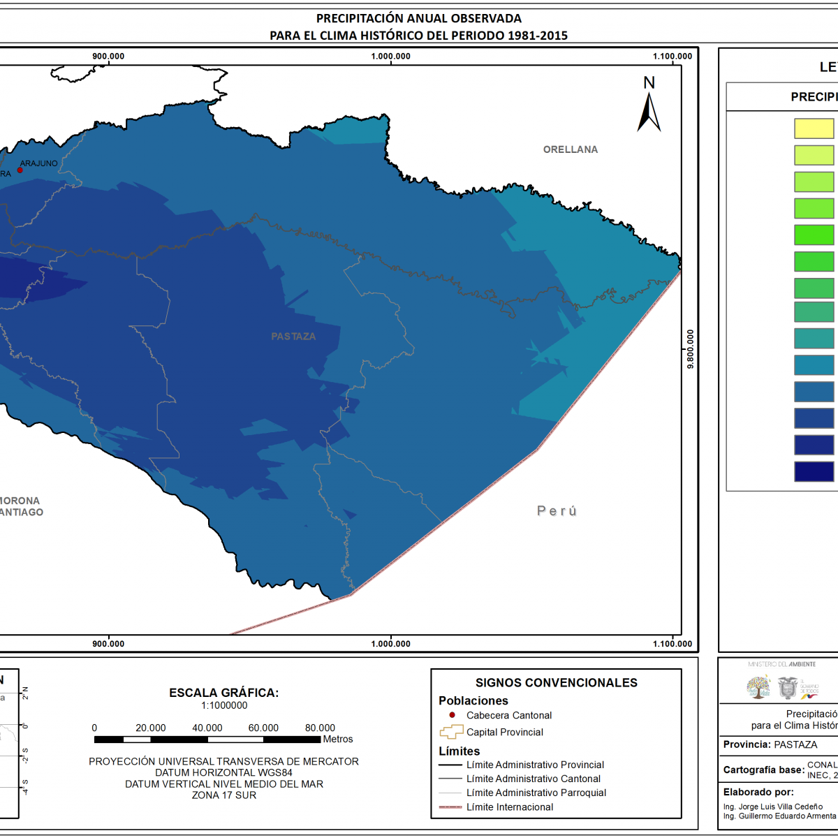 Mapa de precipitación provincia Pastaza