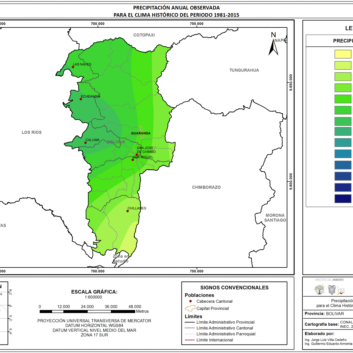 Mapa de Precipitación Provincia de Bolivar