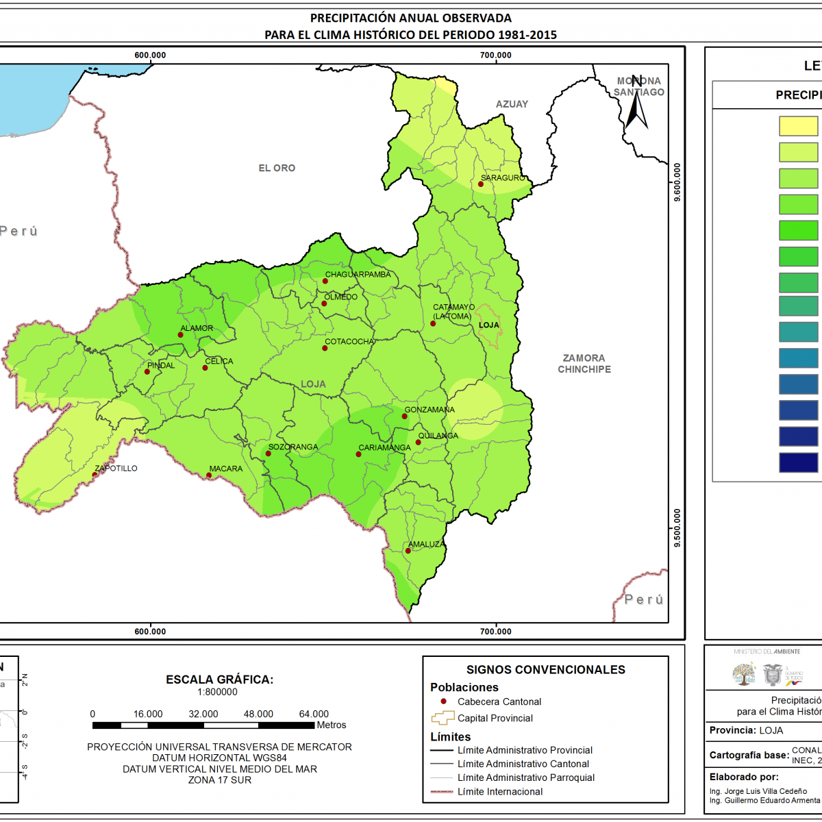 Mapa de precipitación Provincia Loja