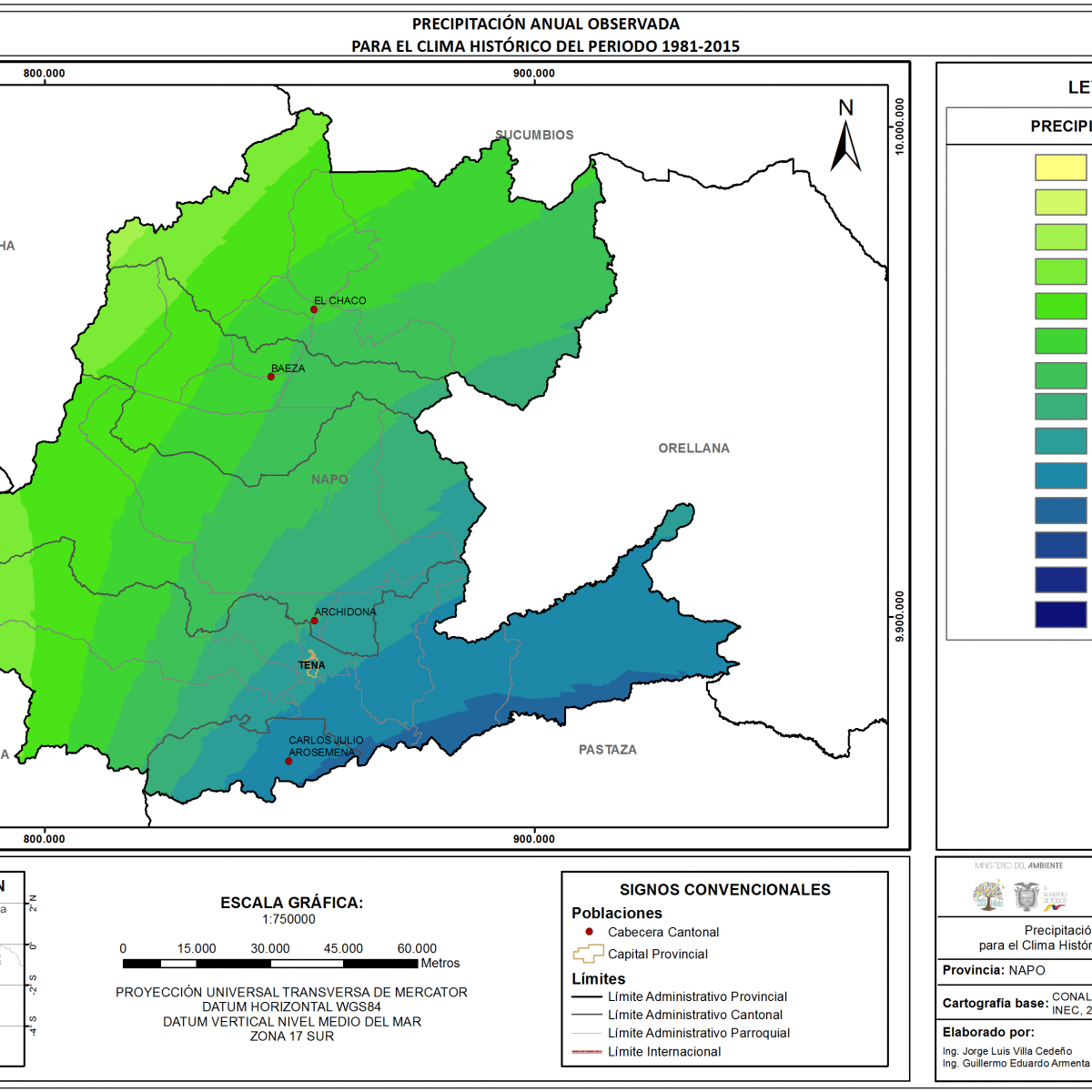 Mapa de precipitación provincia Napo
