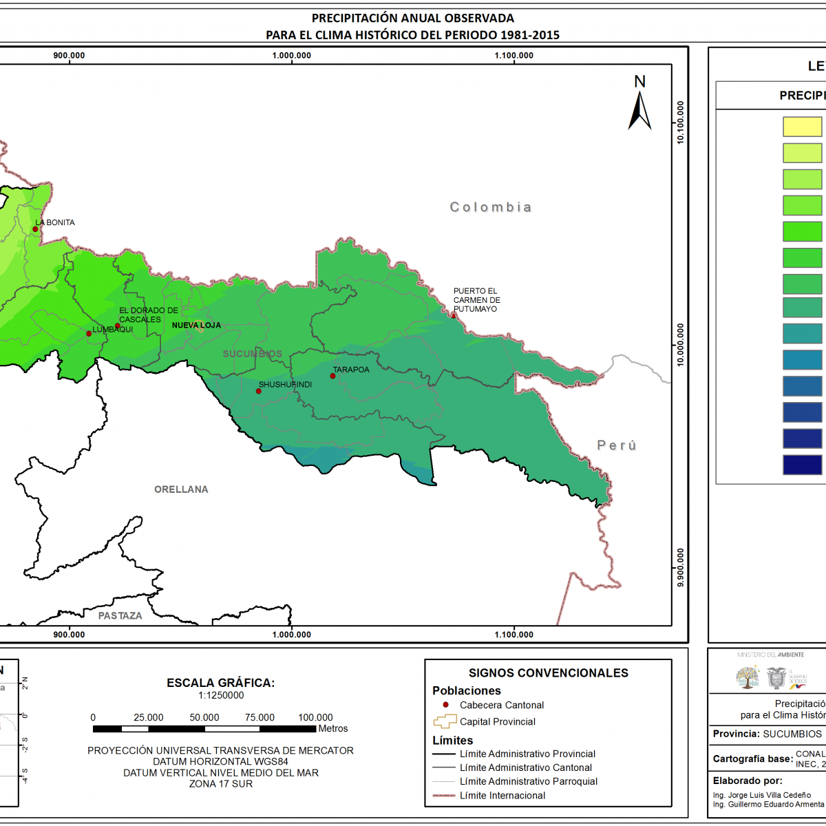 Mapa de precipitación provincia Sucumbíos