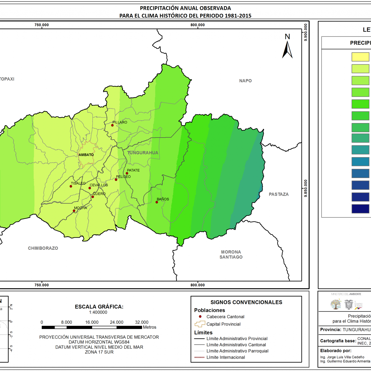 Mapa de precipitación provincia Tungurahua