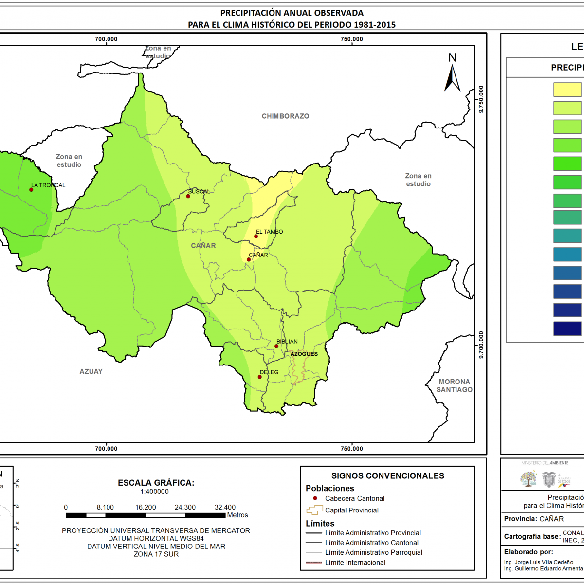 Mapa de precipitación Provincia Cañar
