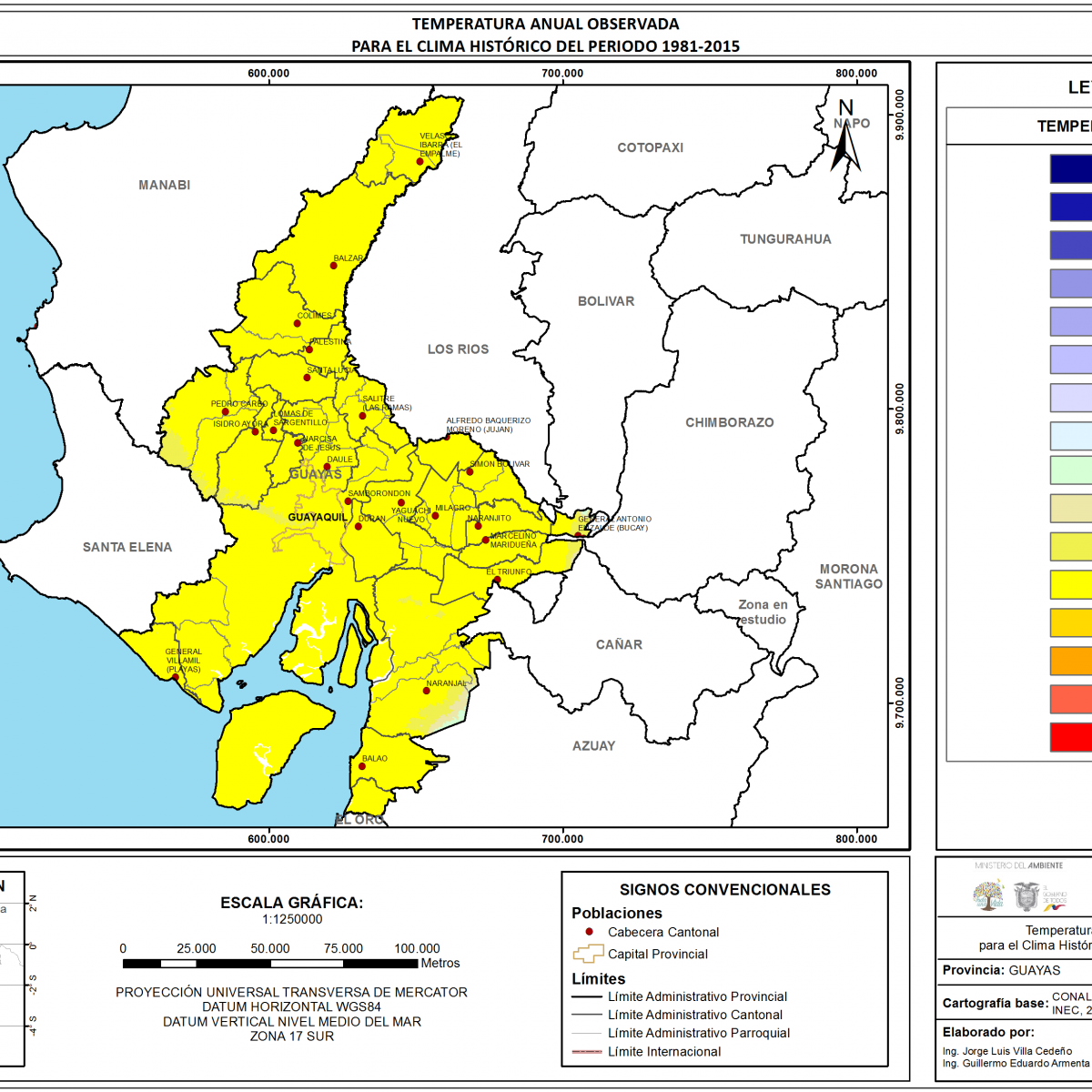 Mapa de temperatura  Provincia Guayas