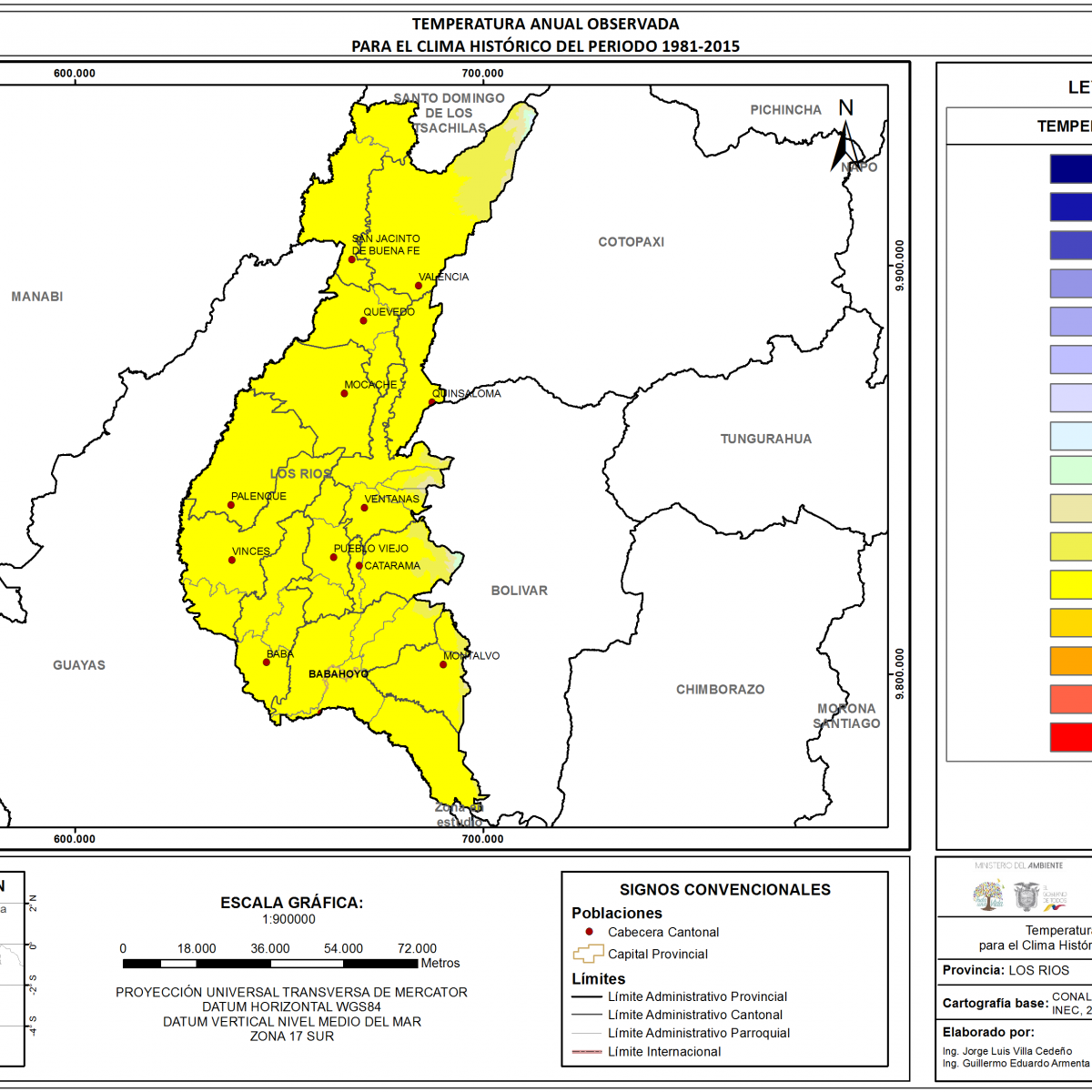 Mapa de temperatura  Provincia Los Rios