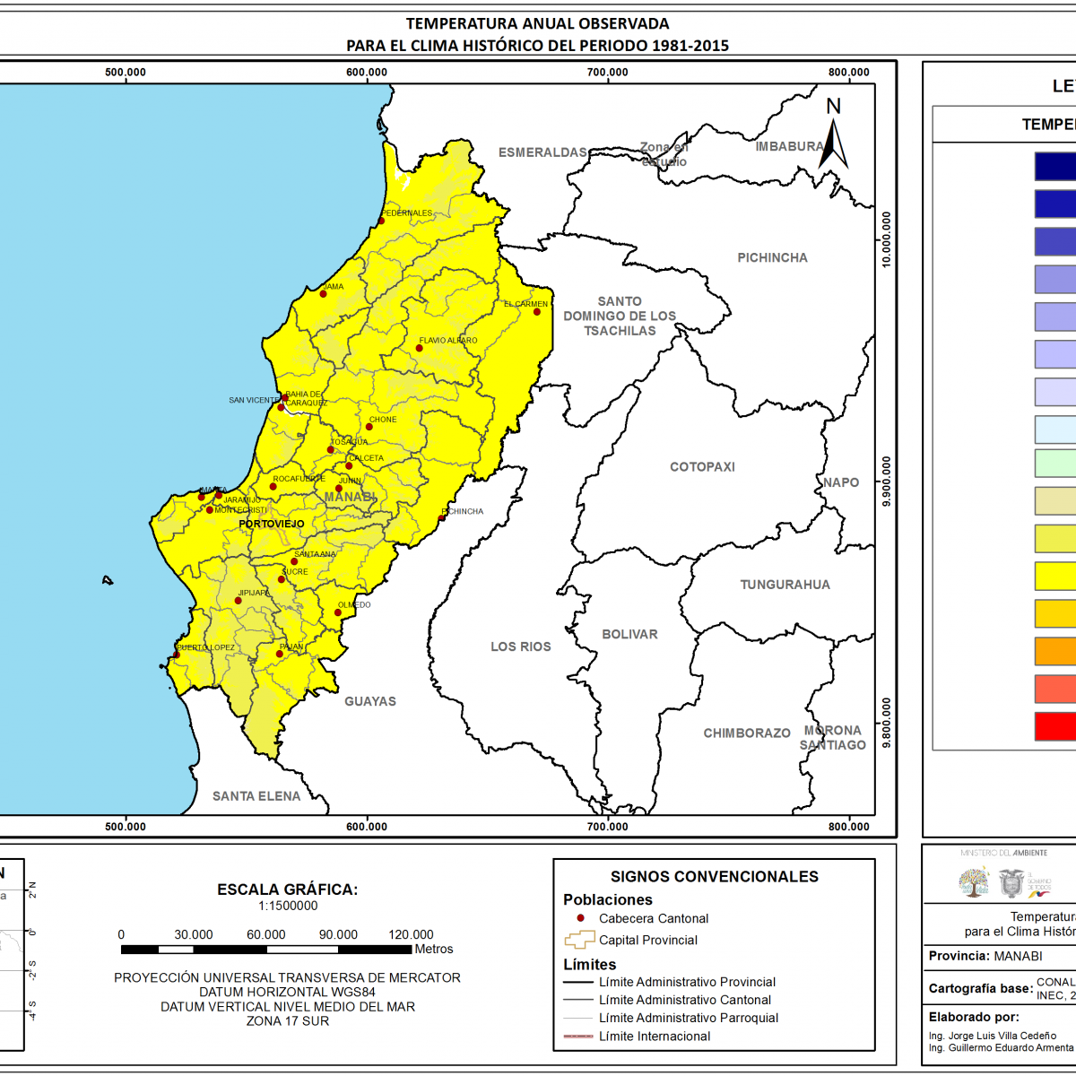 Mapa de temperatura  Provincia Manabí